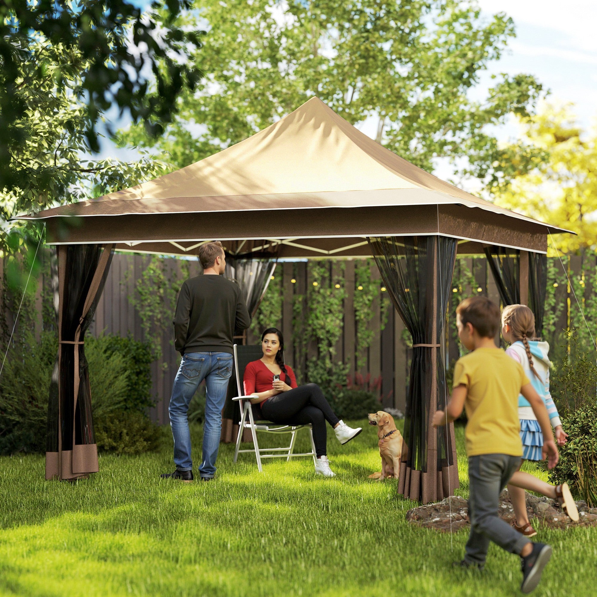 12x12 ft Garden & Patio Canopy Tent with Mesh Netting UPF50+ Protection
