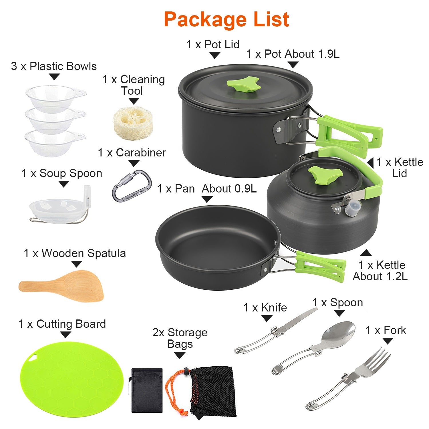 Aluminum Camping Cookware Set 16Pcs Ultra Lightweight