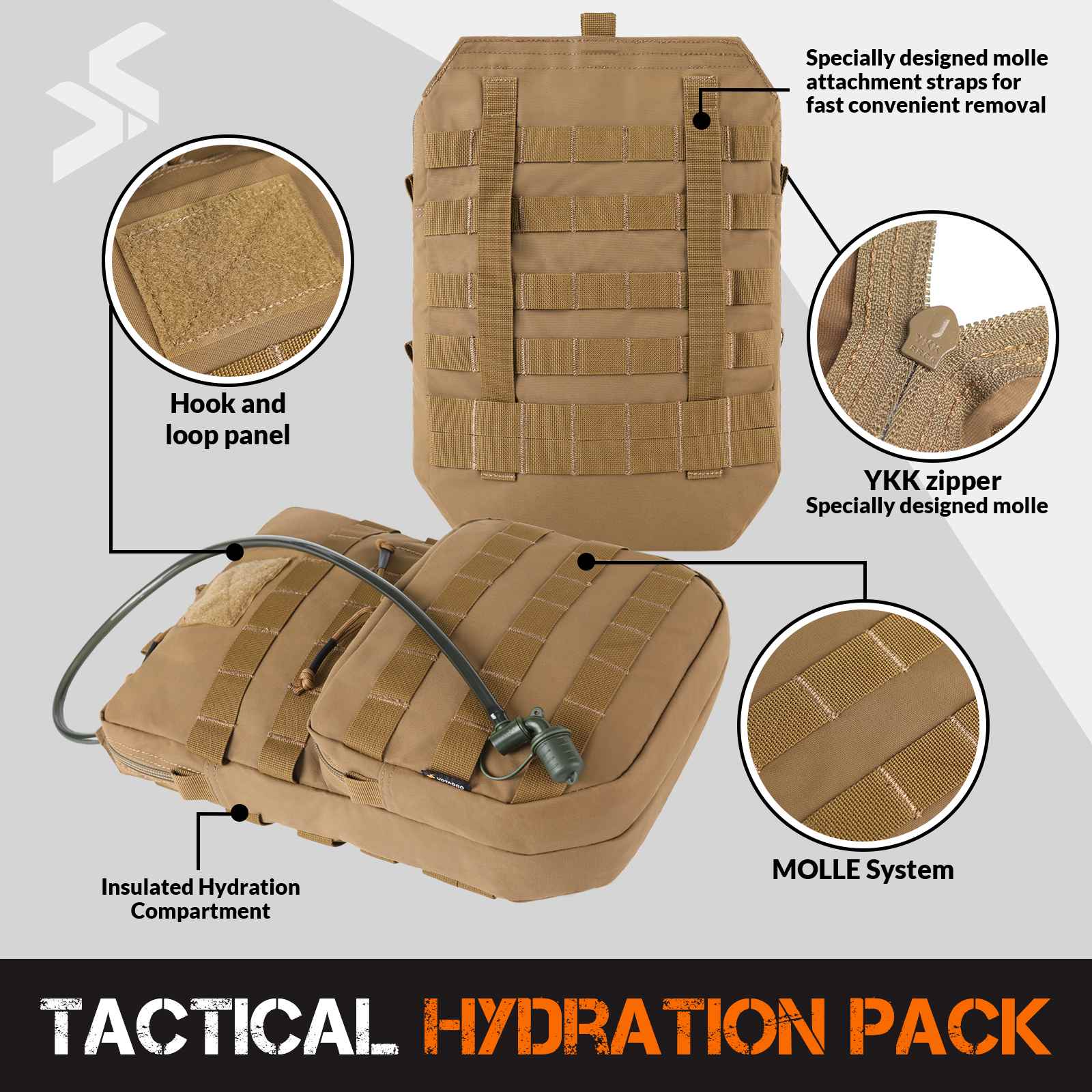Rugged 3L Quick Dry Molle Hydration Pack