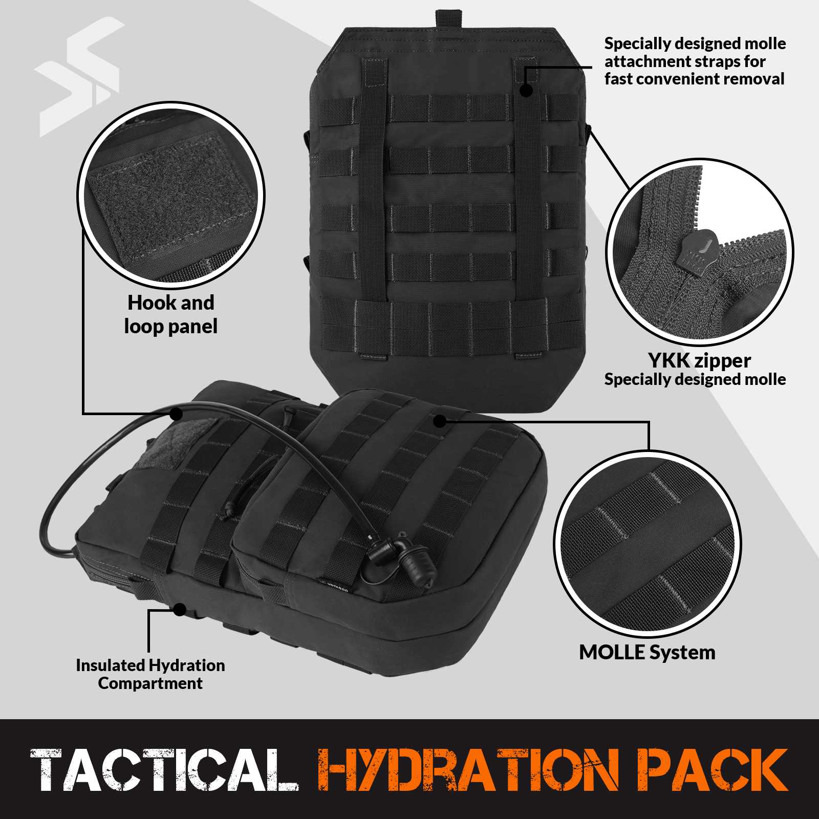 Rugged 3L Quick Dry Molle Hydration Pack