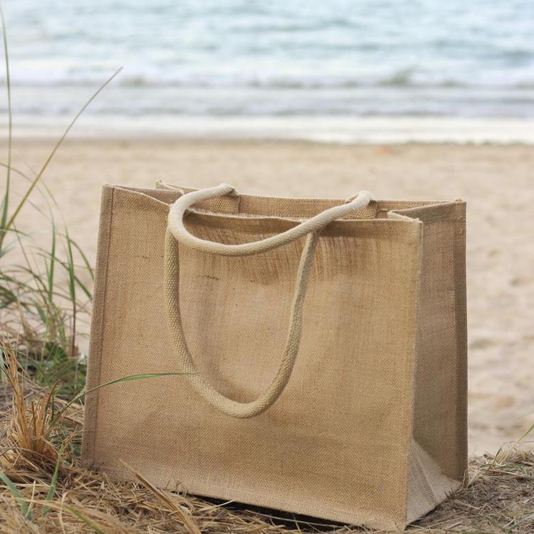 Jute Market Bag With Laminated Interior
