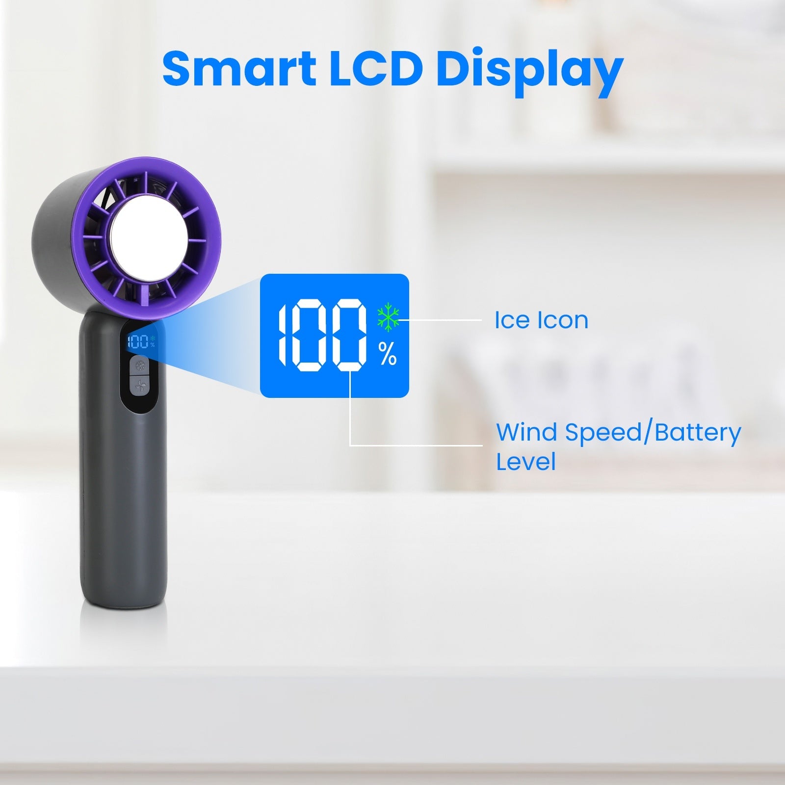 Handheld Fan Ice Cooler LCD Display