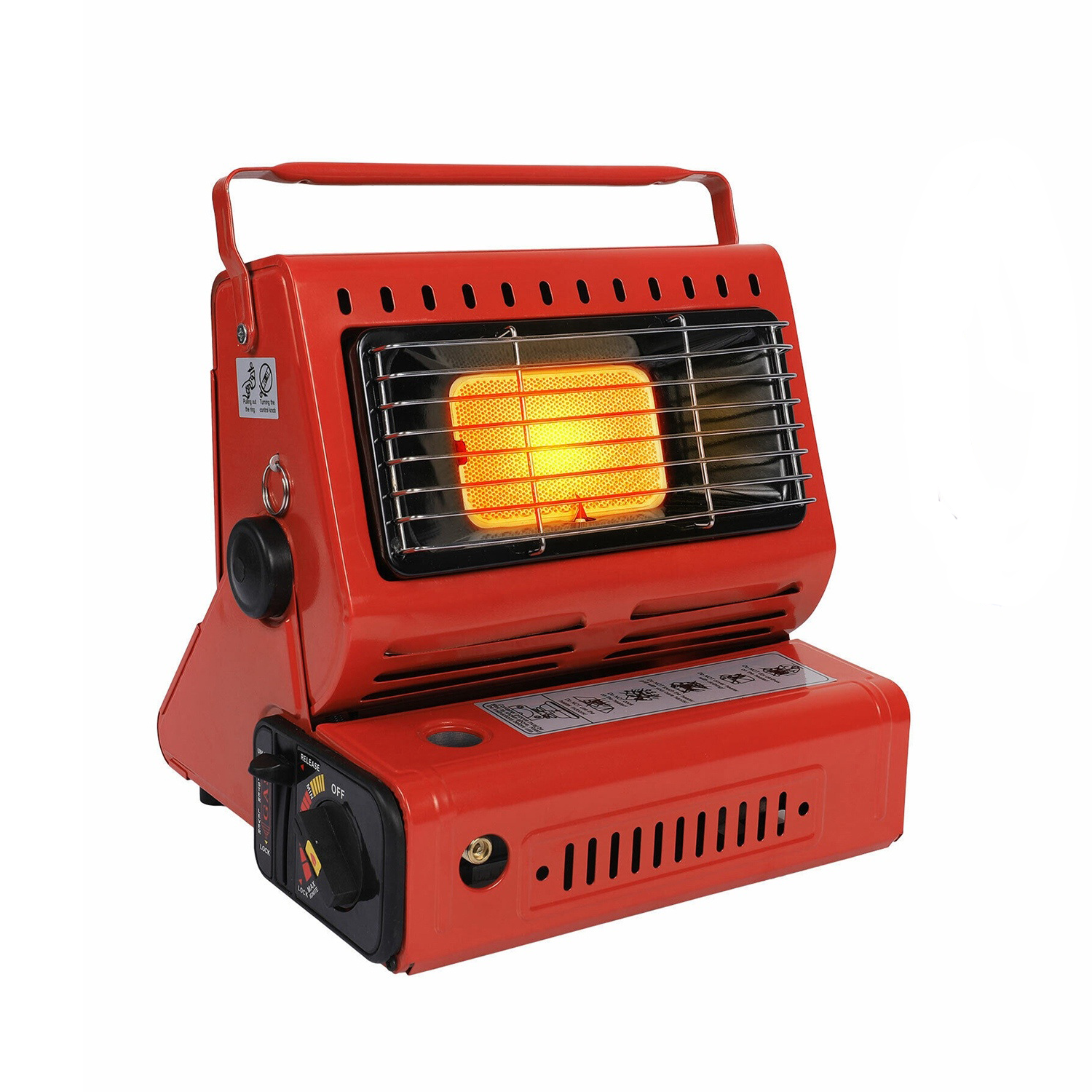 Red 2 In 1 Portable Butane Heater And Stove For Camping