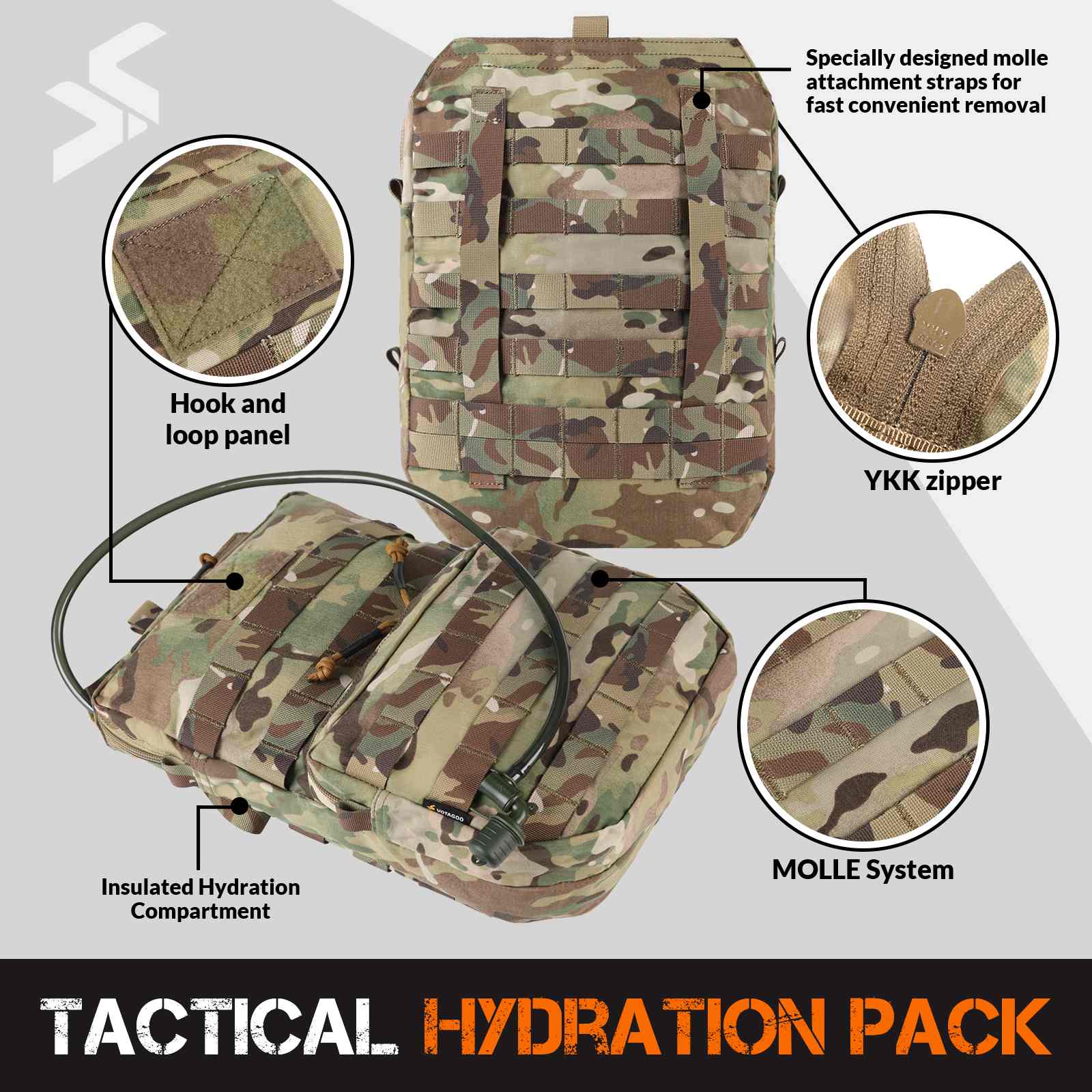 Rugged 3L Quick Dry Molle Hydration Pack