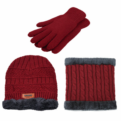 Men's Knit Scarf, Hat, Gloves Set - Touchscreen Friendly