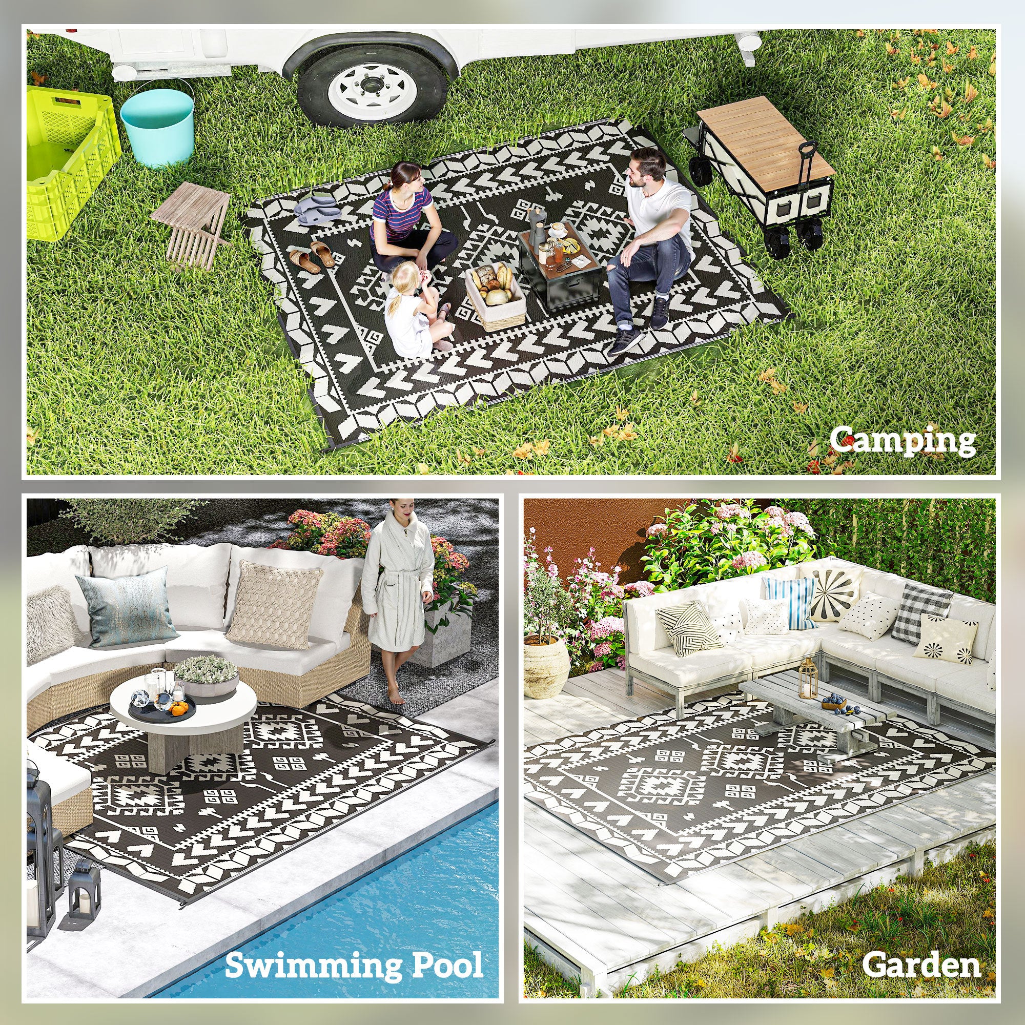 Outdoor Rug Reversible With Carry Bag