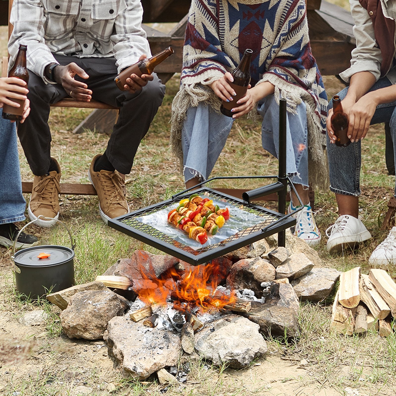 Swivel Campfire Grill Heavy Duty Steel Outdoor Cooking