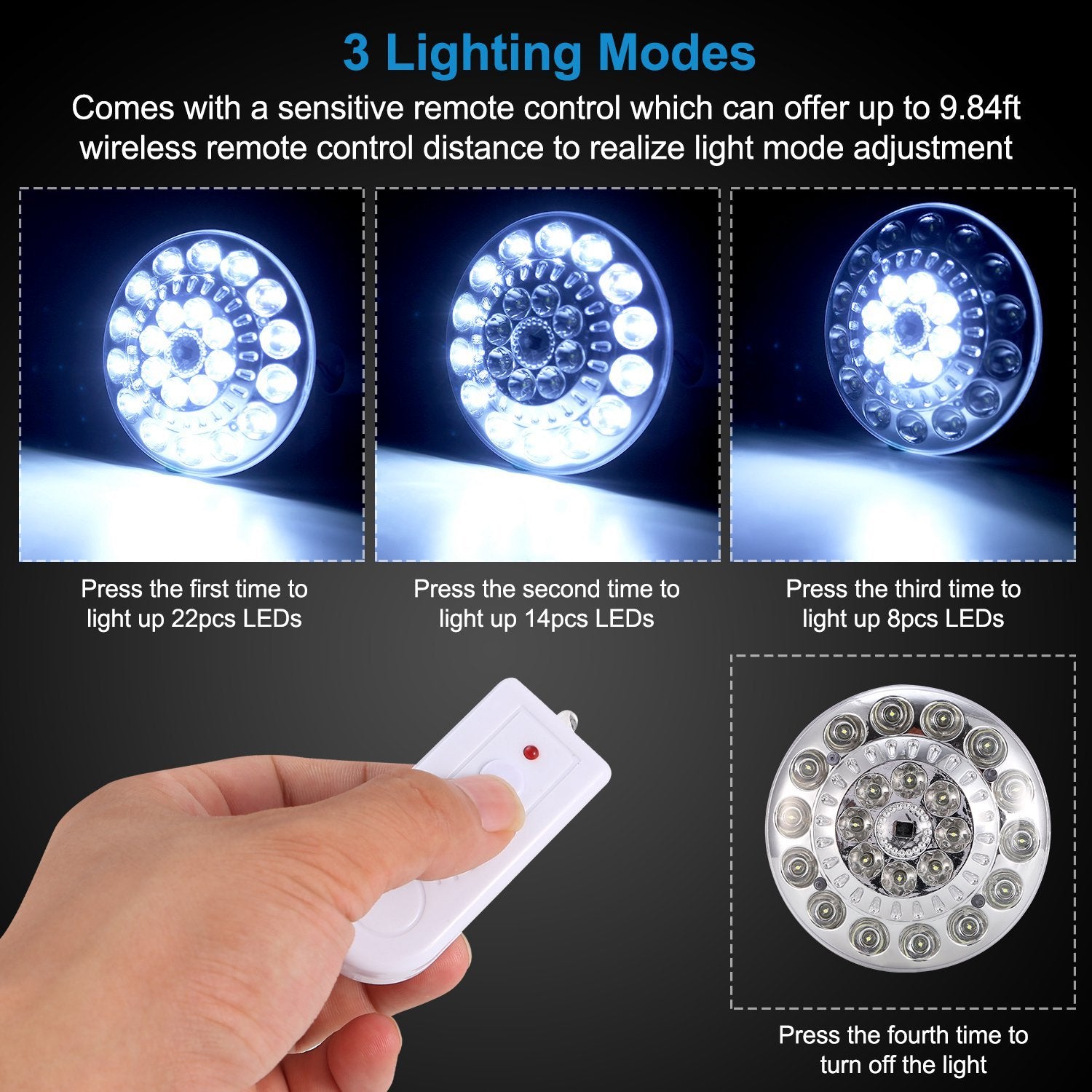 Solar Camping Lantern Remote 3 Modes All Weather