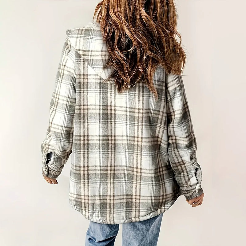 Plaid Hooded Jacket With Fleece Lining