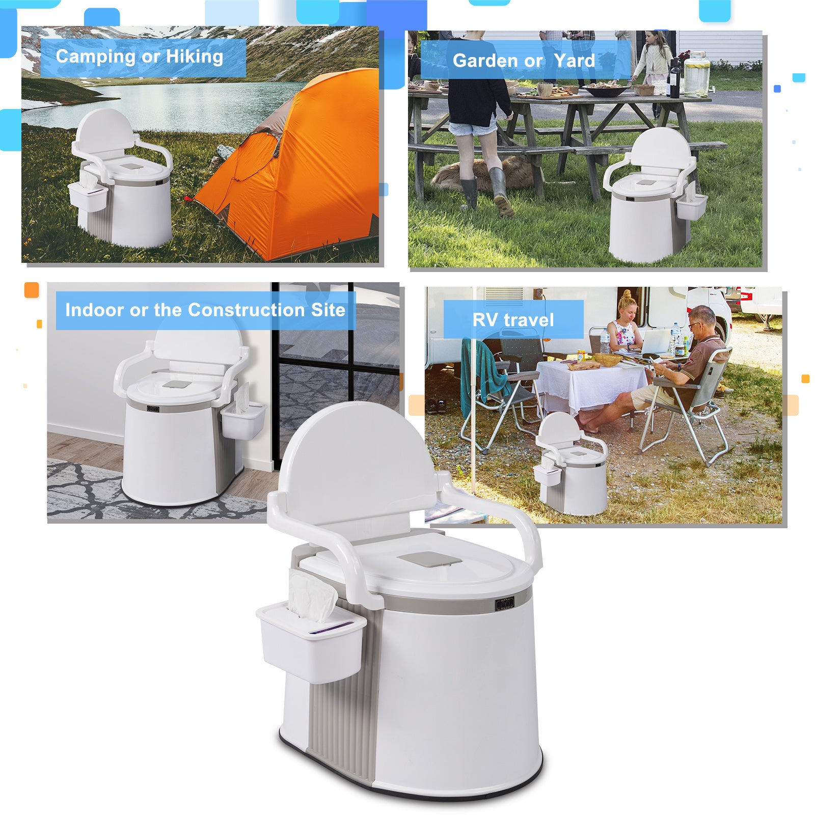 Sturdy Portable Outdoor Toilet With Anti Slip Strip