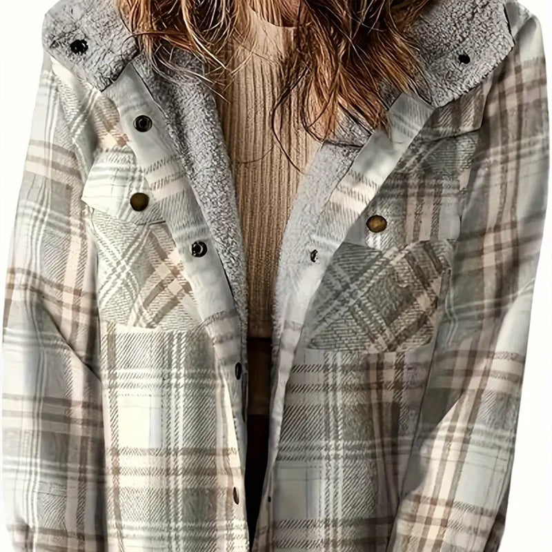 Plaid Hooded Jacket With Fleece Lining