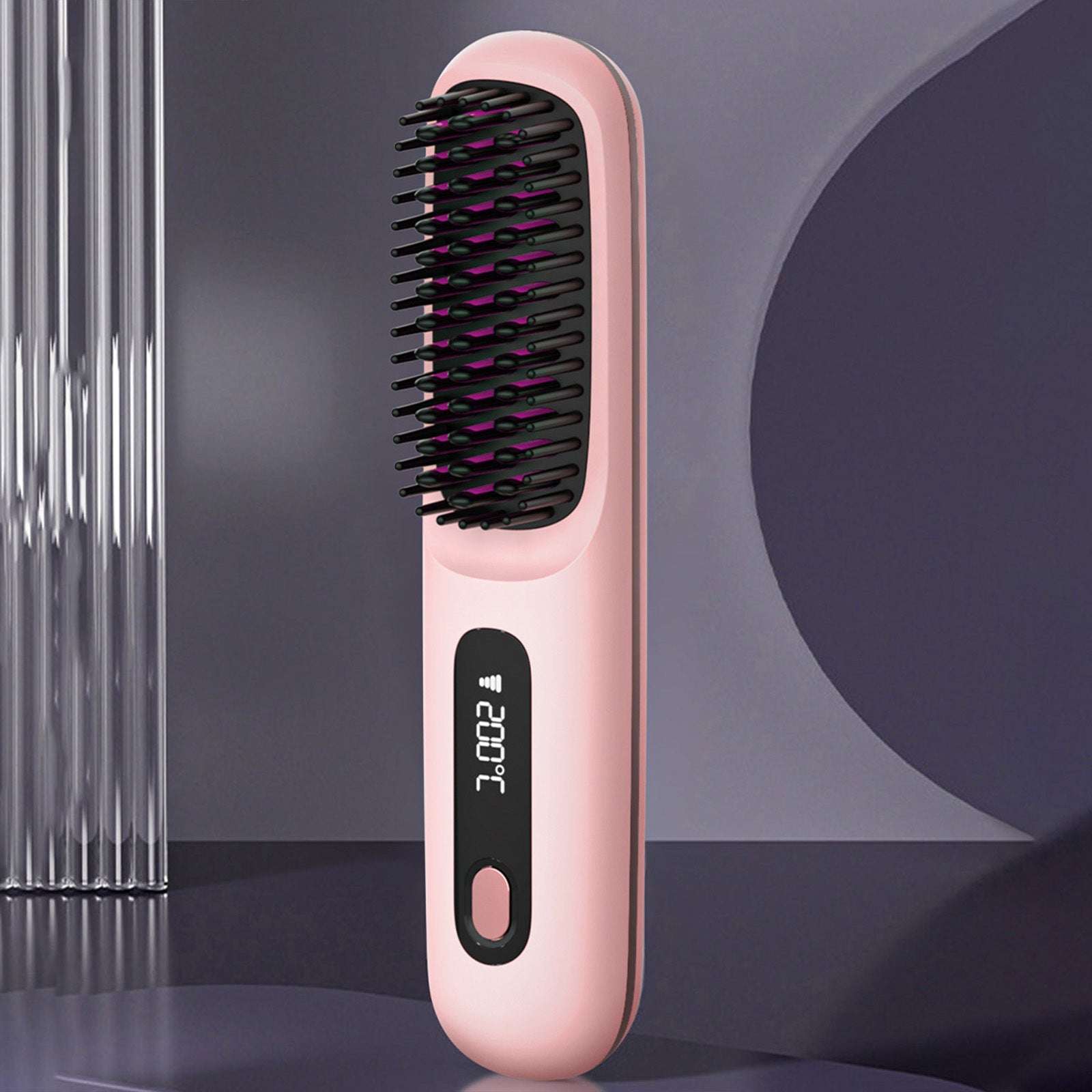 Cordless Hair Straightening Brush Led Frizz Shine