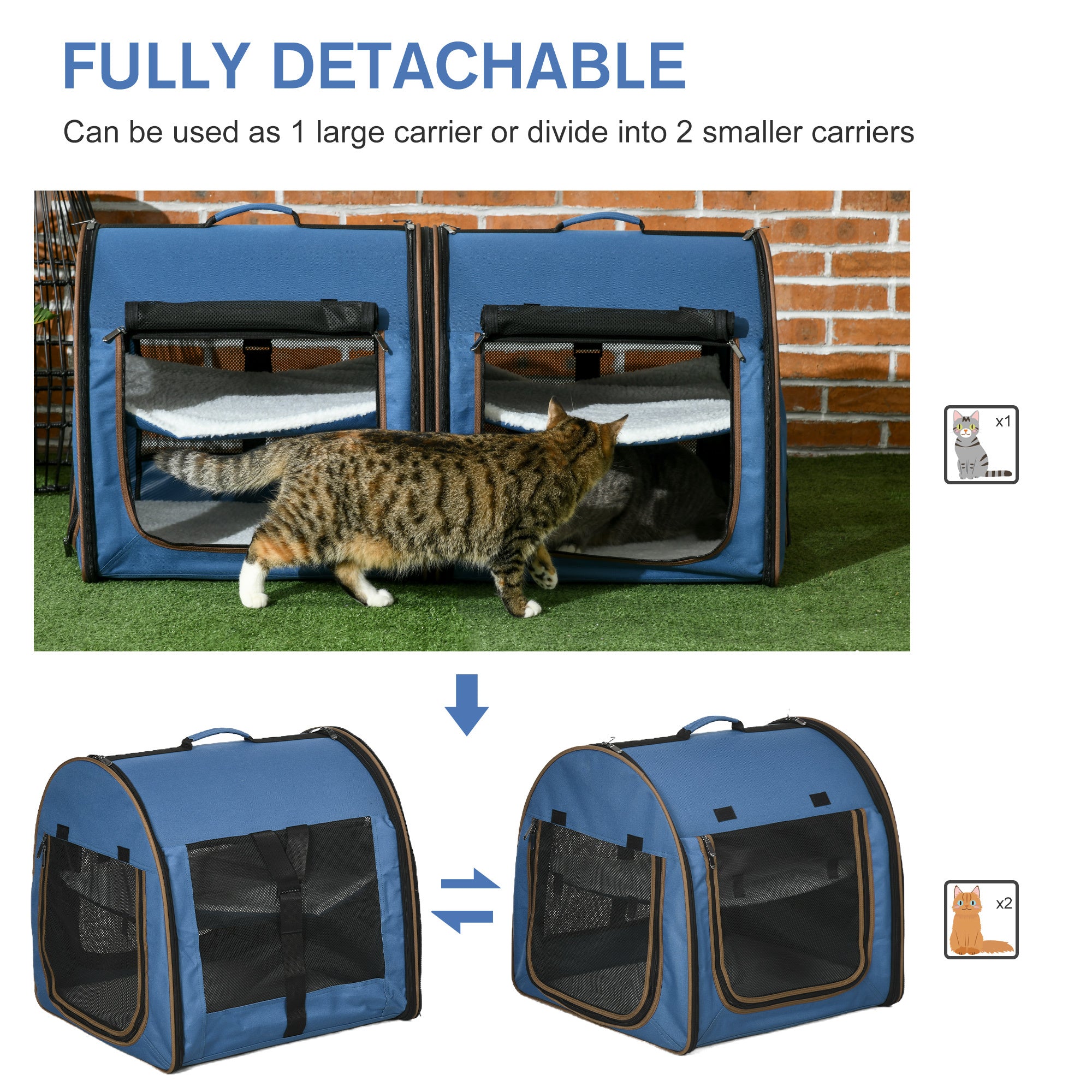 Twin Compartment Cat Kennel With Cushions