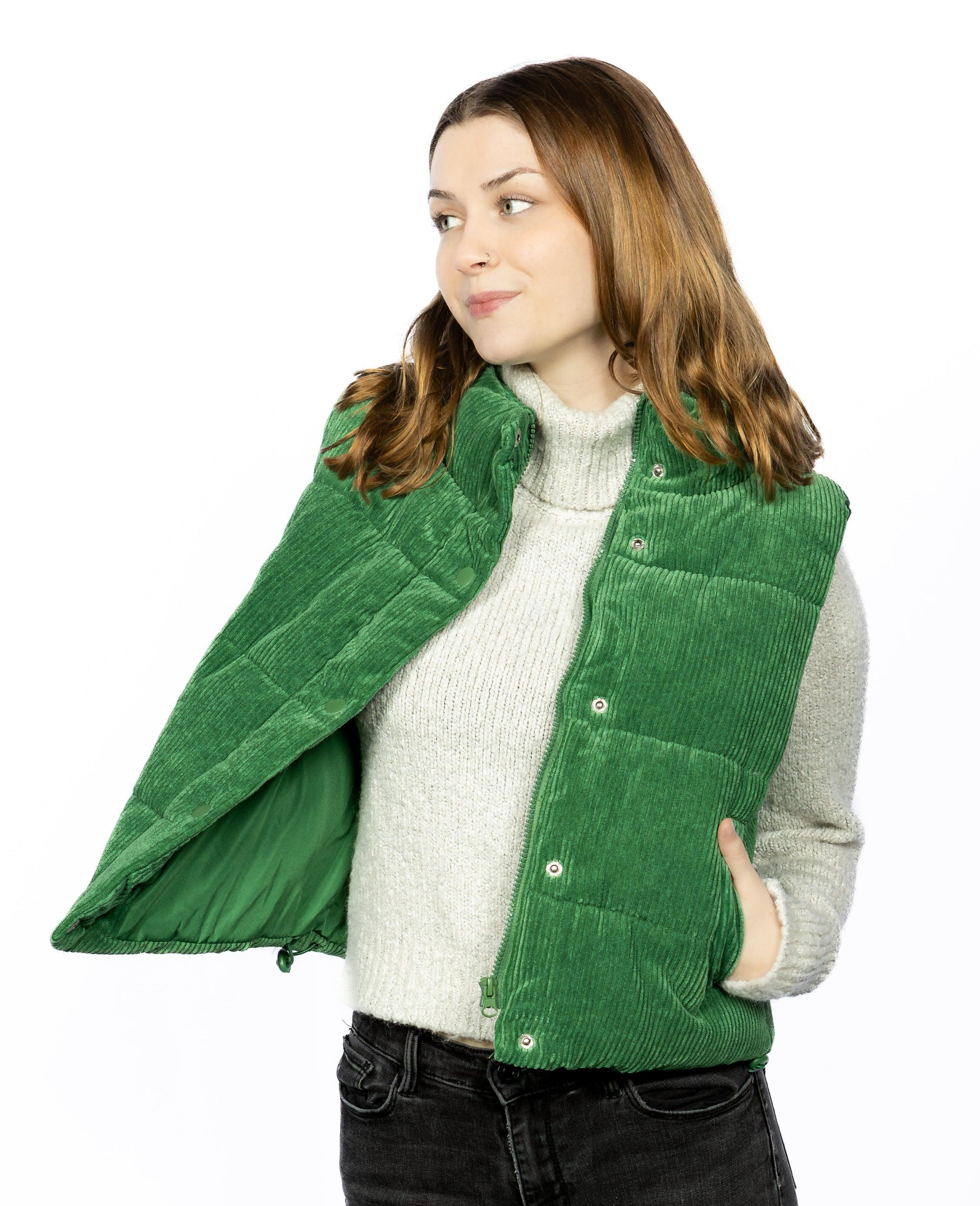 Cropped Corduroy Puffer Vest