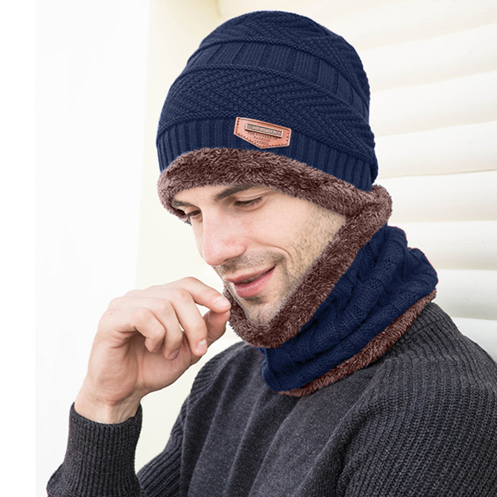 Men's Knit Scarf, Hat, Gloves Set - Touchscreen Friendly