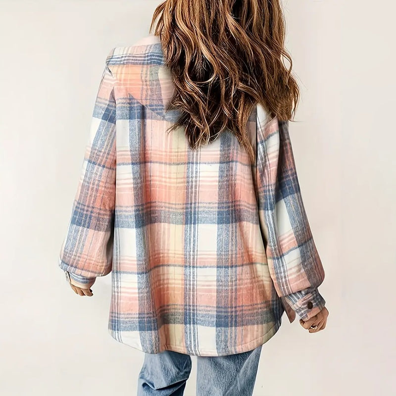Plaid Hooded Jacket With Fleece Lining
