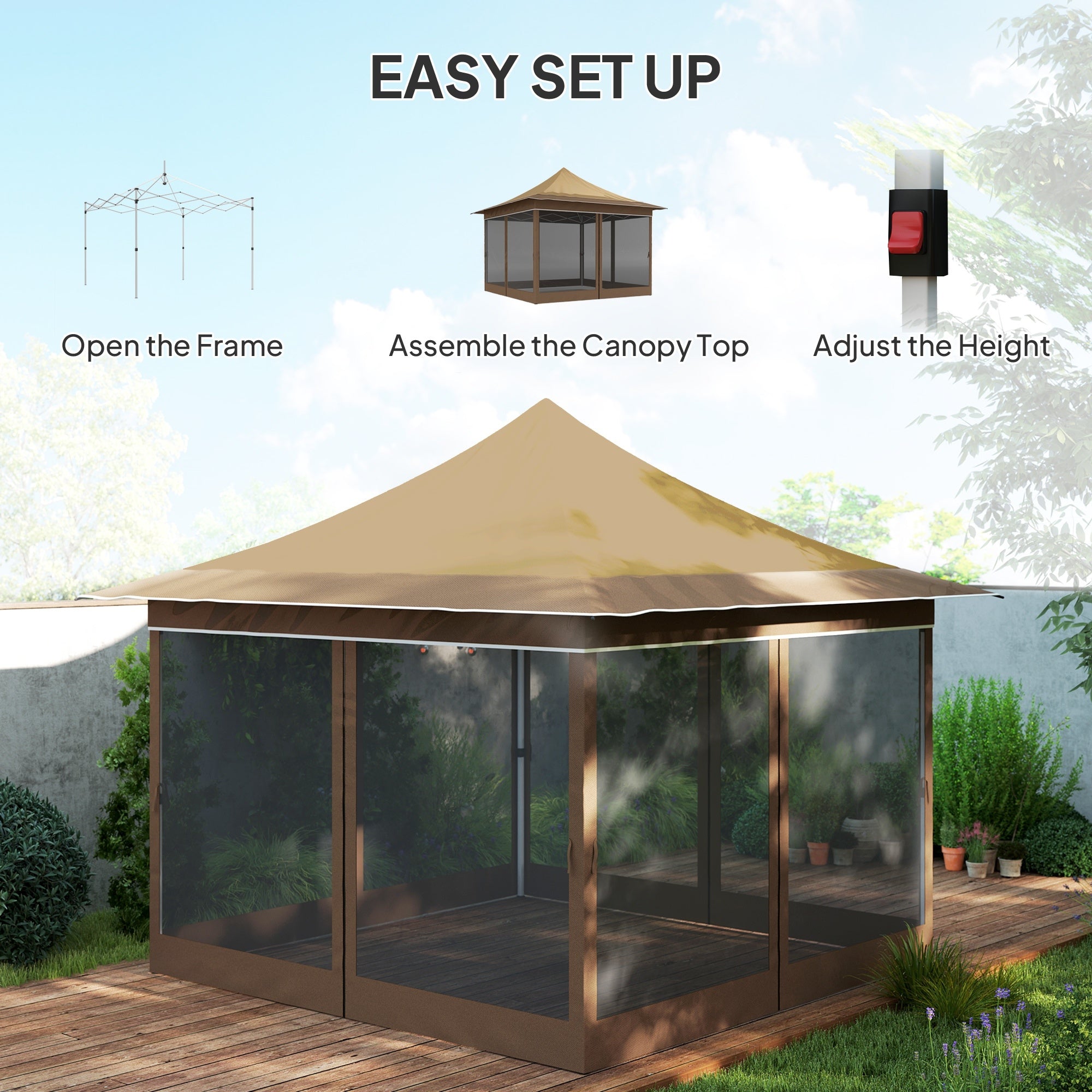 12x12 ft Garden & Patio Canopy Tent with Mesh Netting UPF50+ Protection