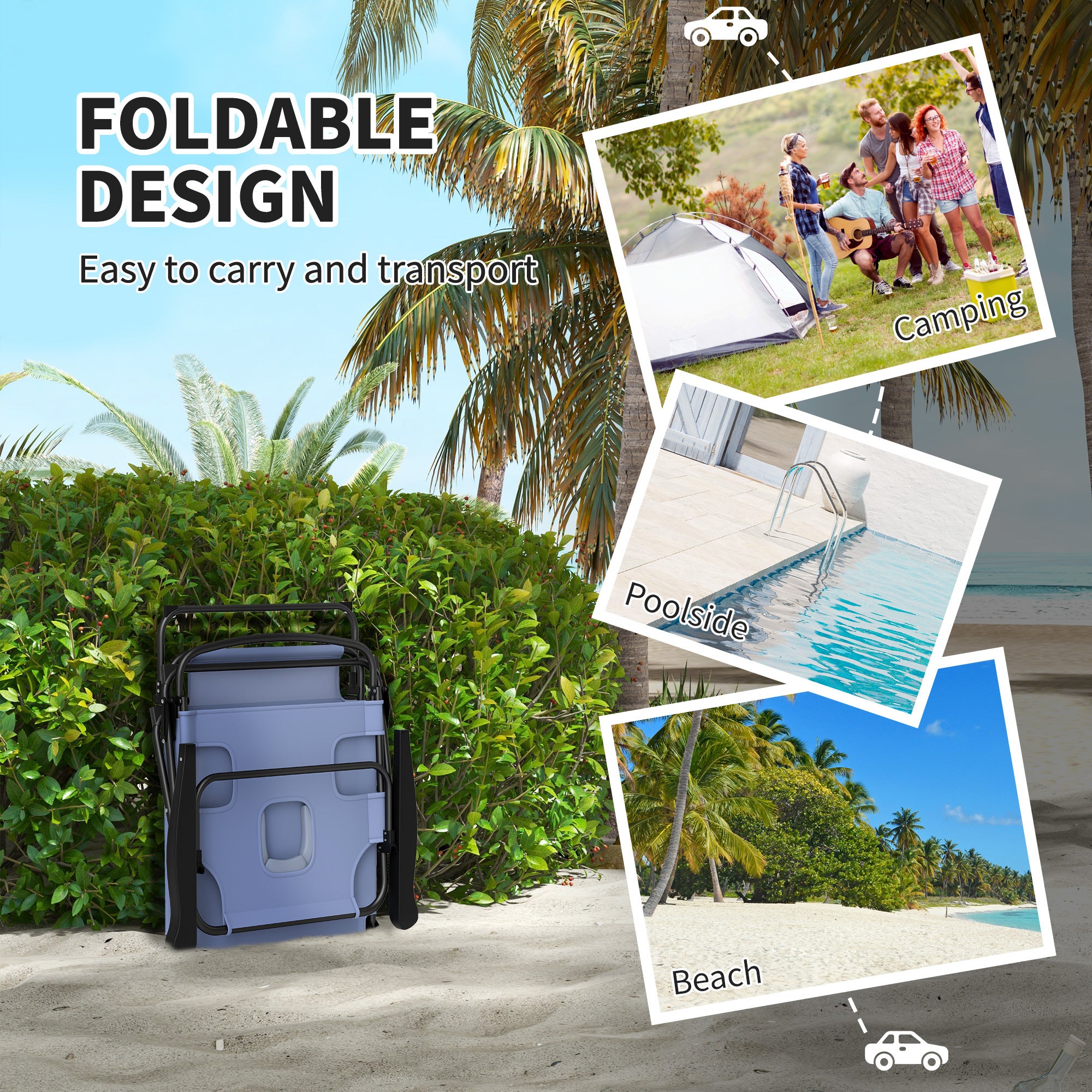 Foldable Lounge Chair 4 Position Recliner