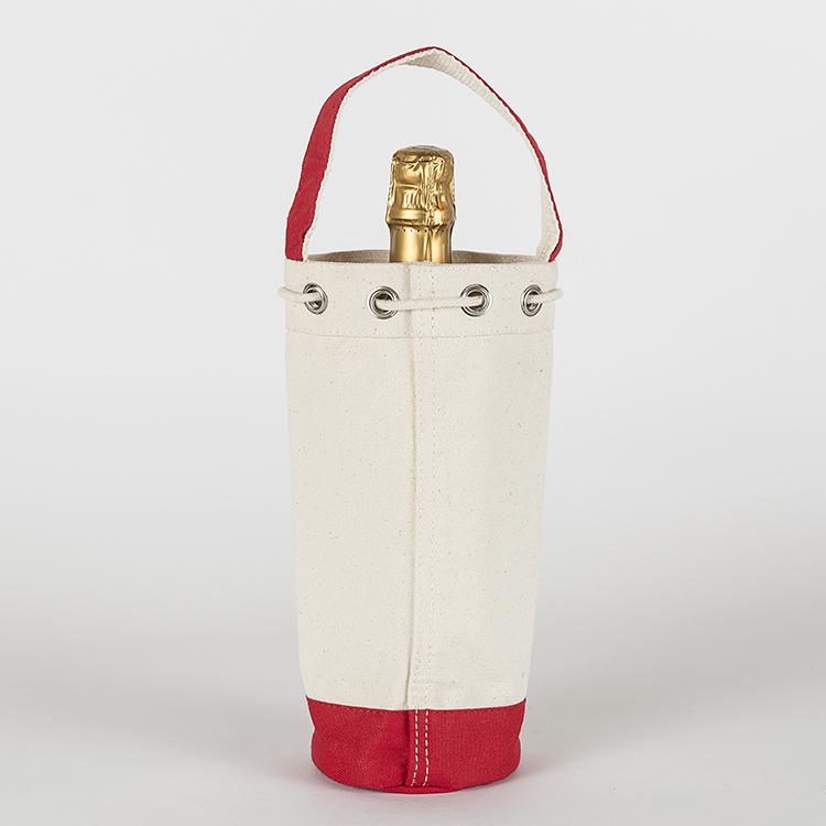 Canvas Wine Bottle Bag With Cinch Top