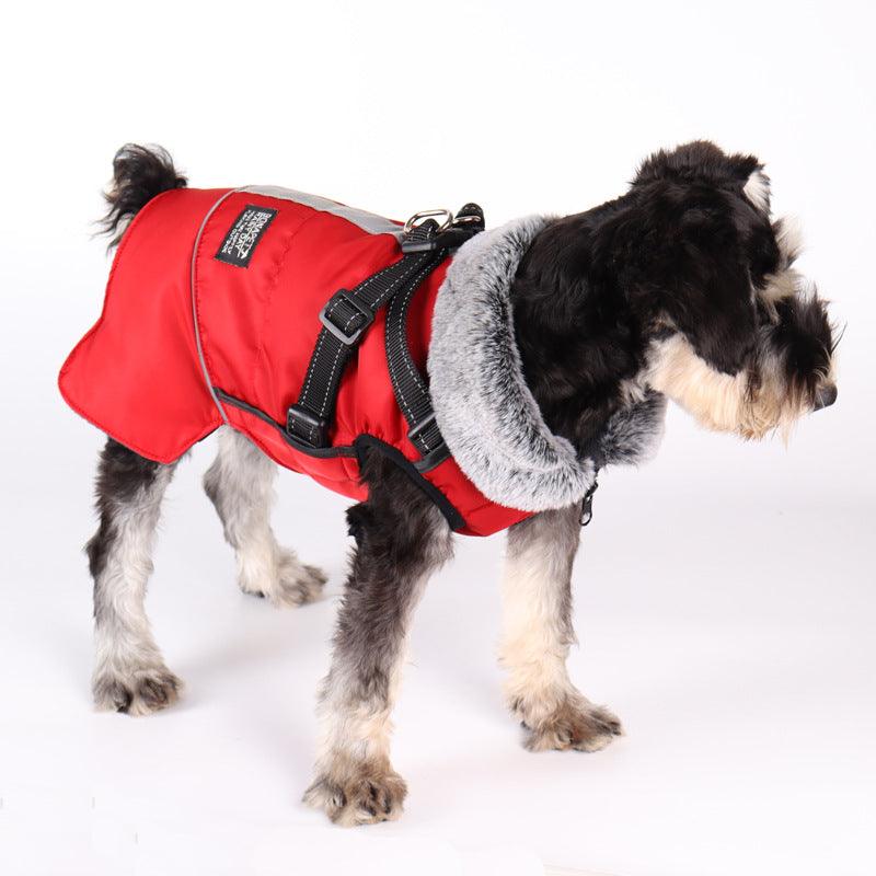 Pet Jacket With Removable Fur Collar