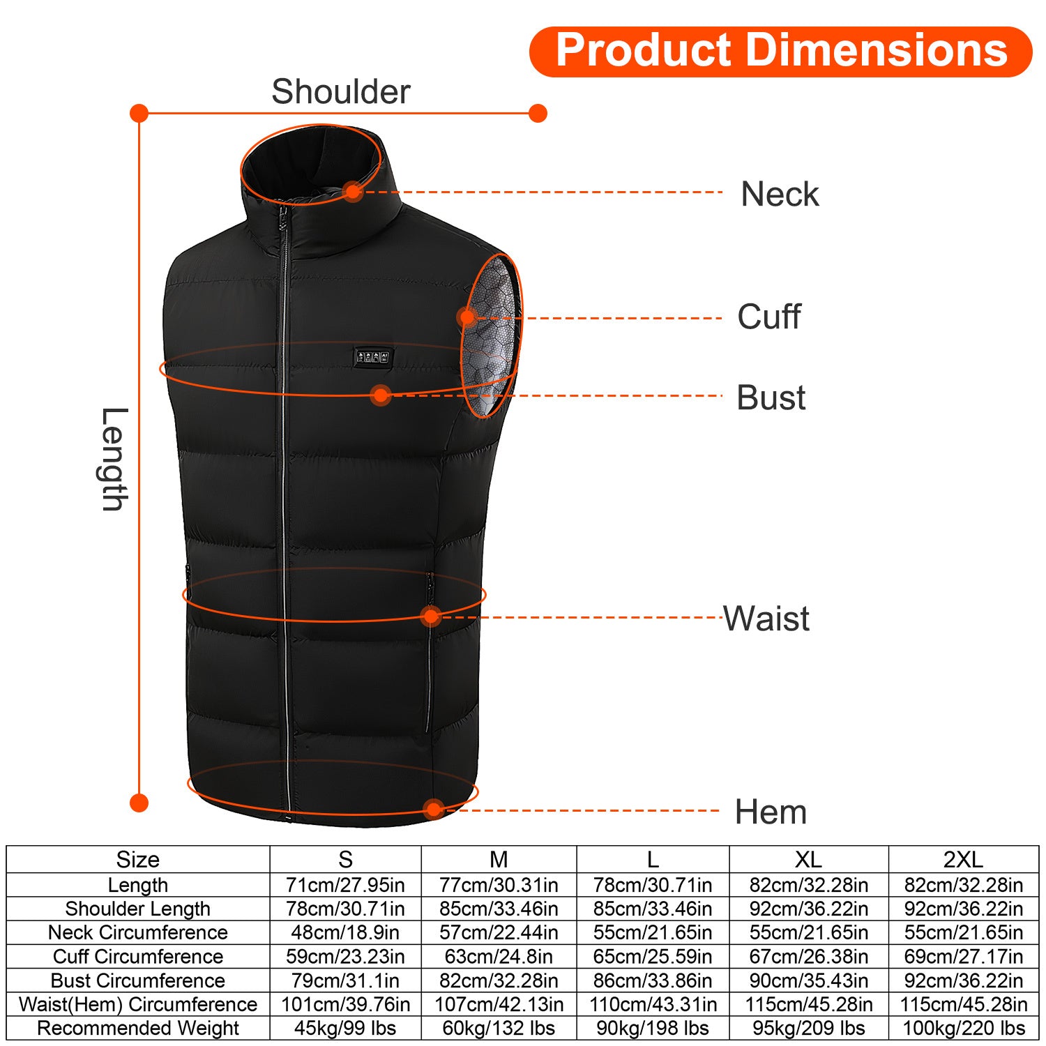 Unisex Heated Vest 23 Zones USB Powered