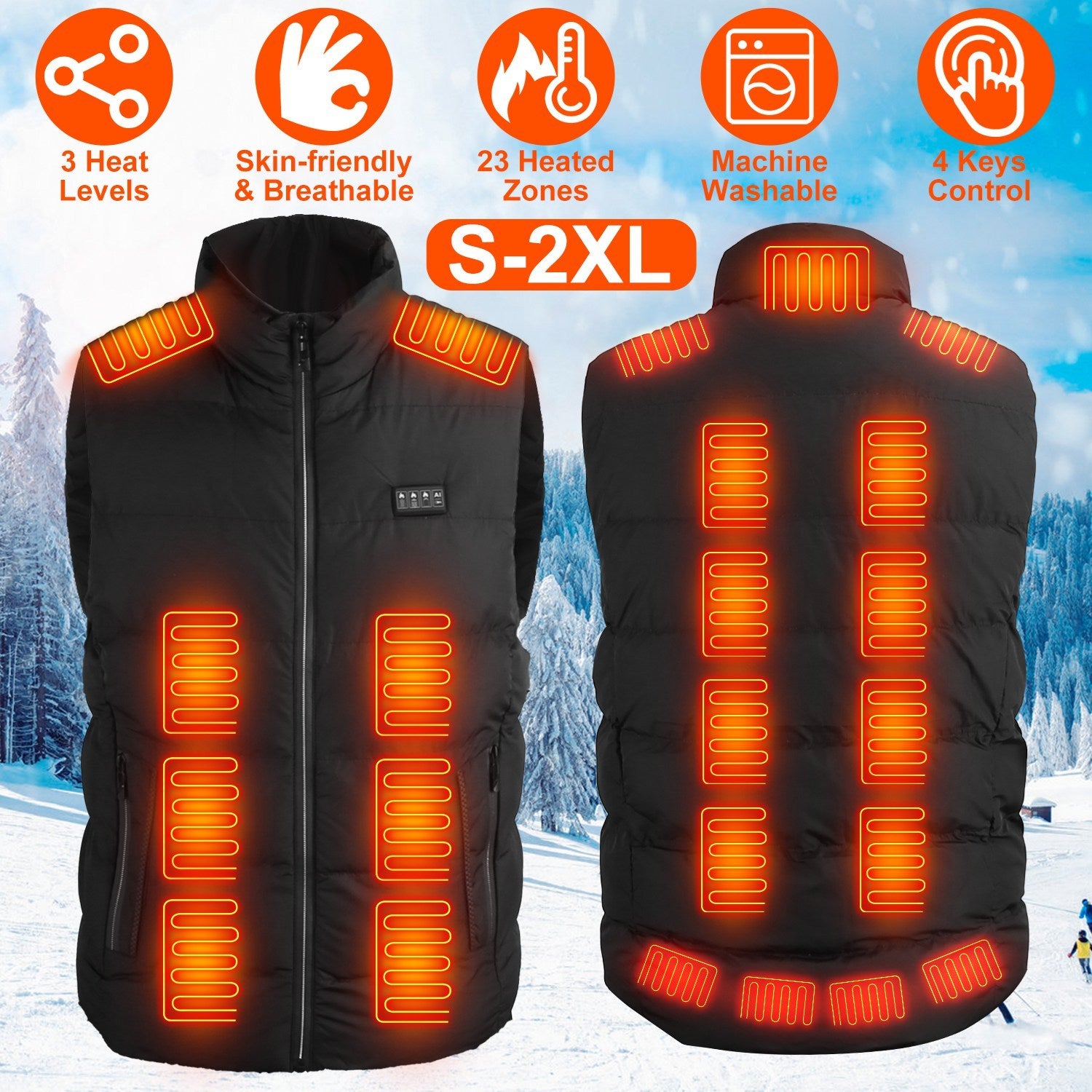 Unisex Heated Vest 23 Zones USB Powered