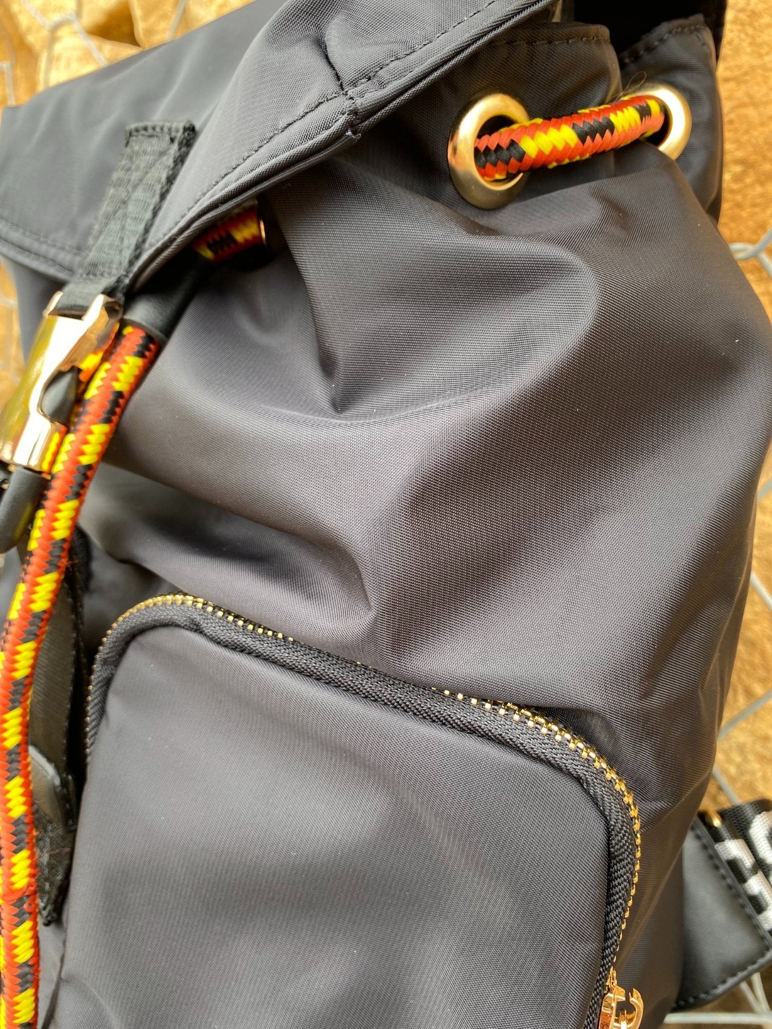 Belted Blue Backpack With Gold Hardware