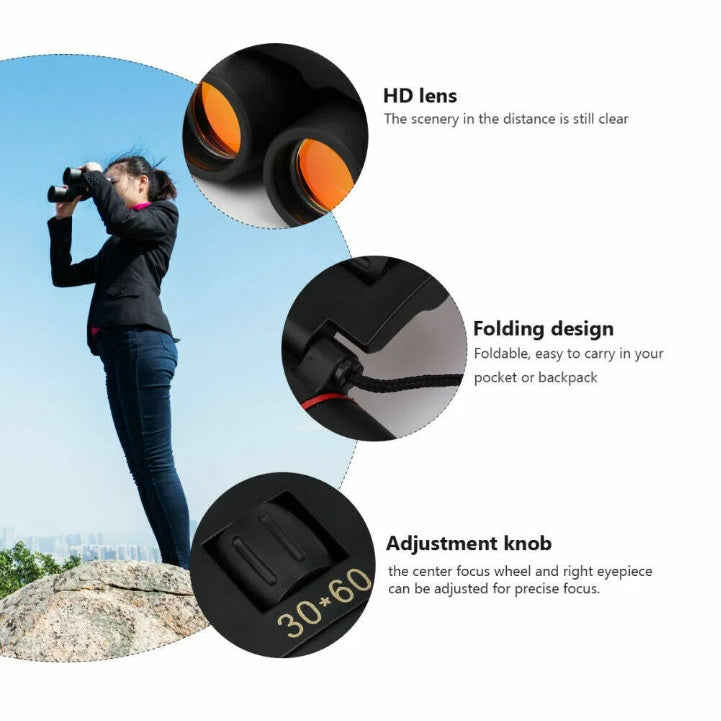 Compact, Folding 30x60 Zoom Binoculars