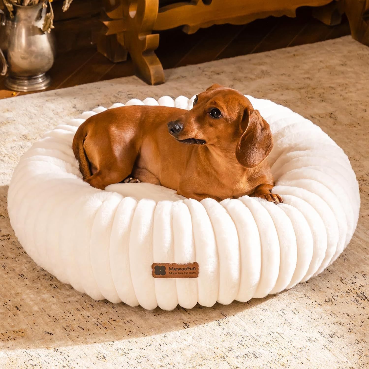 Calming Donut Pet Bed With Non Slip Bottom