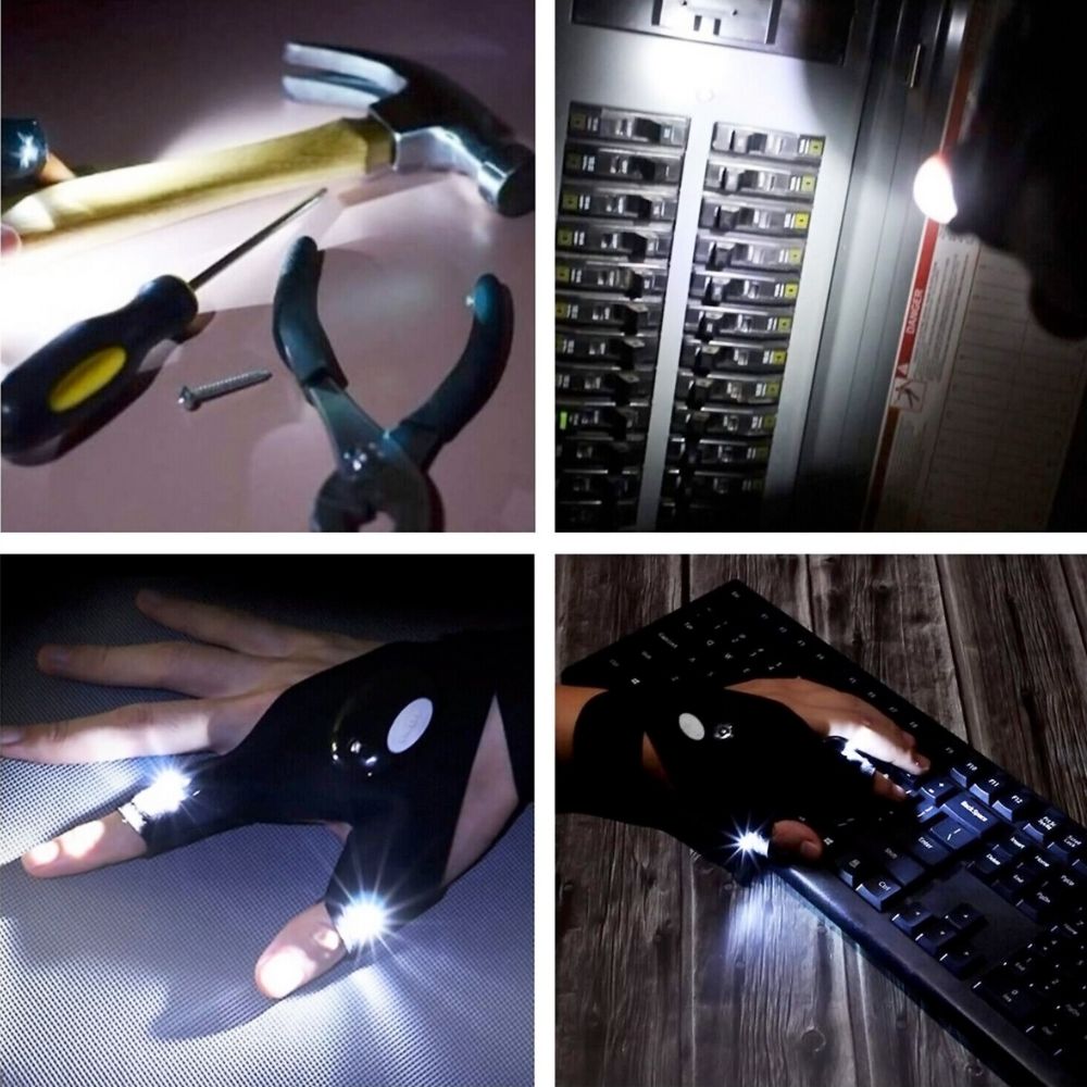 LED Gloves With Finger Lights For Handsfree Work
