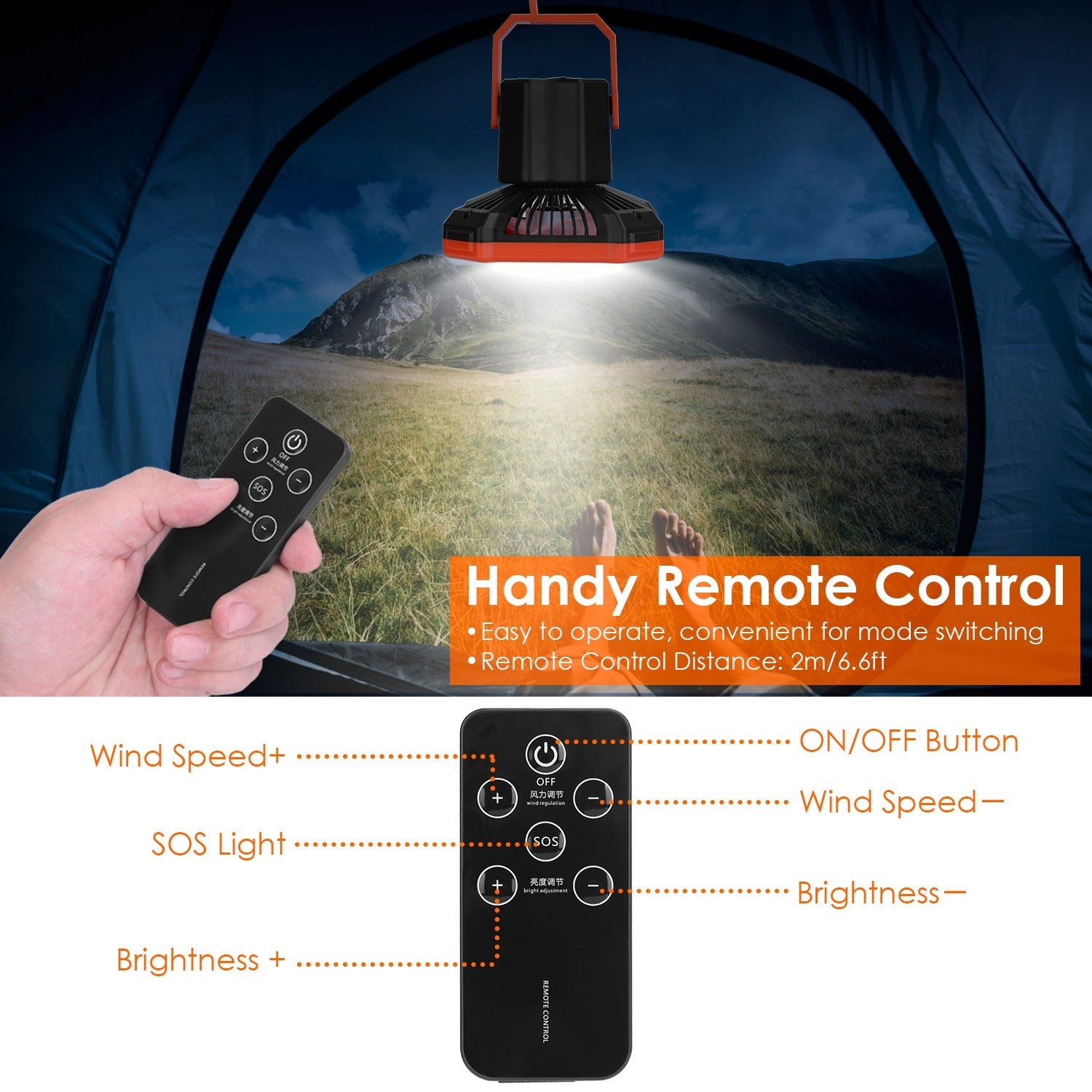 Camping Lantern Fan Light 4 Modes