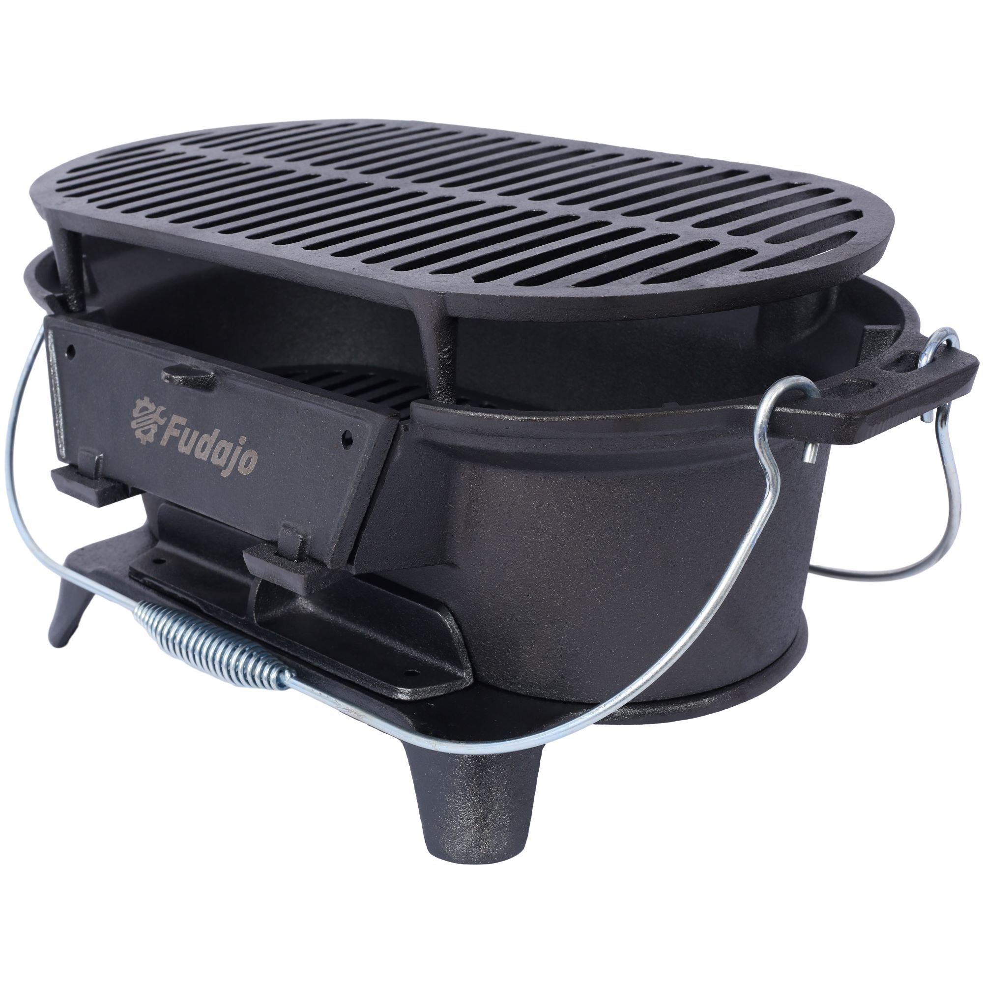 Cast Iron Grill Portable Built In Handles On The Go