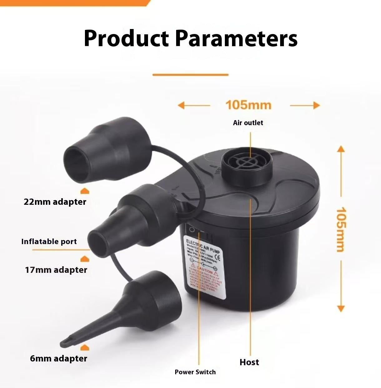 Portable Electric Air Pump 3 Nozzles Inflates Fast