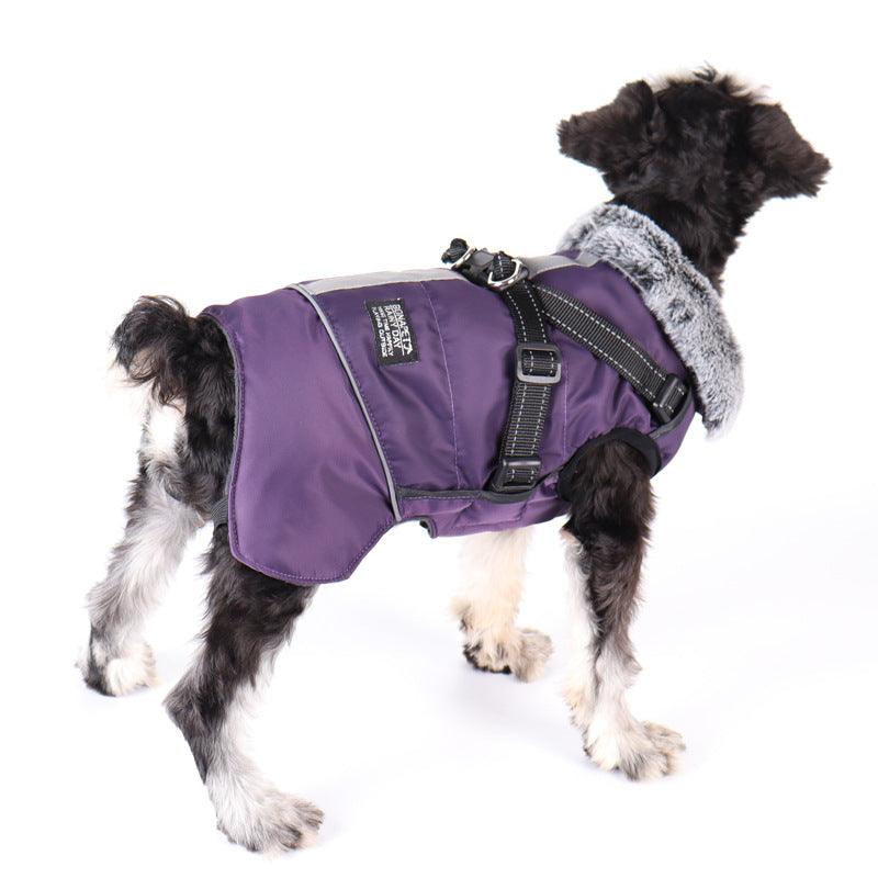 Pet Jacket With Removable Fur Collar