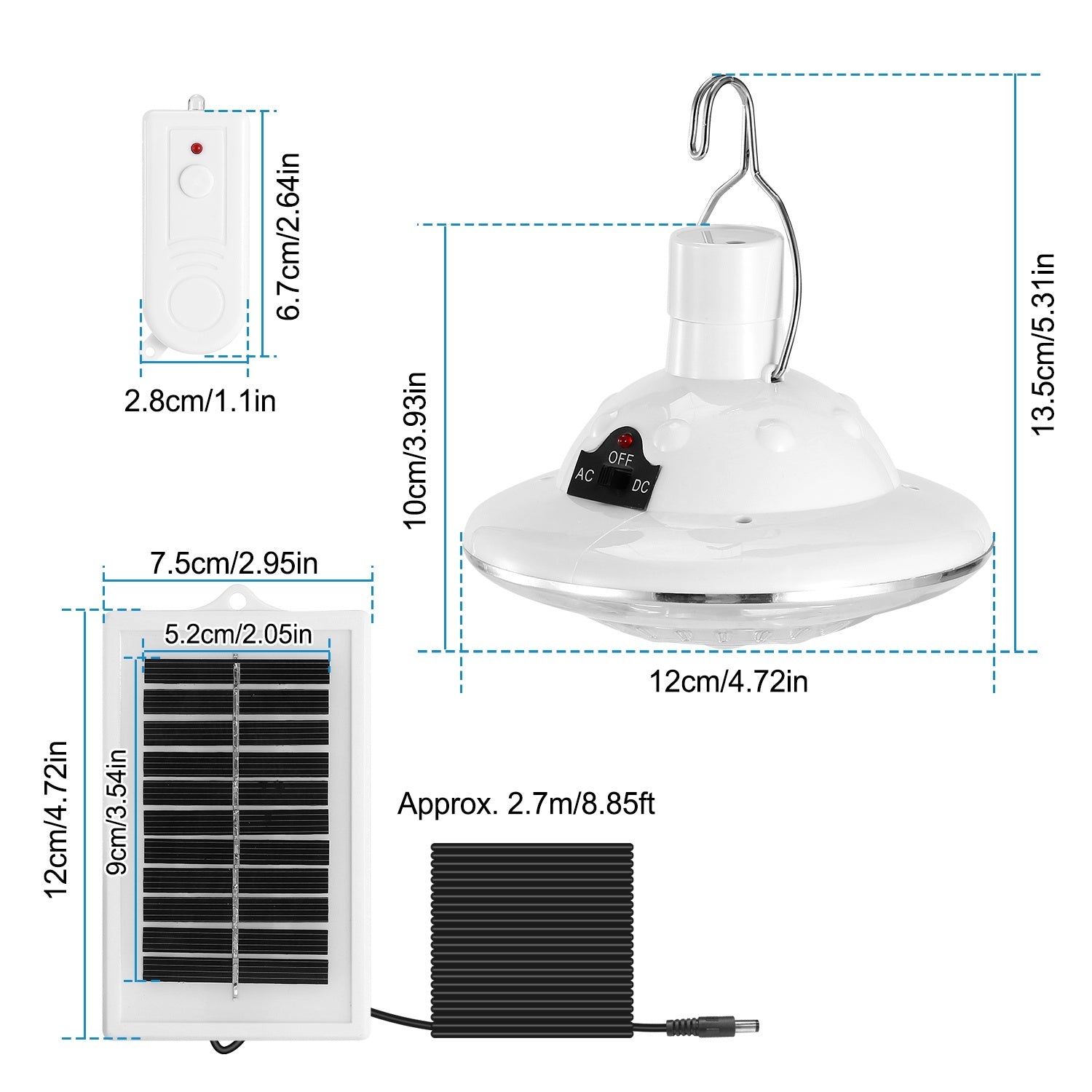 Solar Camping Lantern Remote 3 Modes All Weather