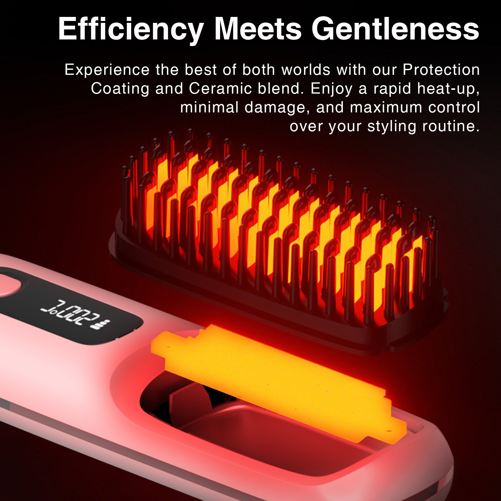 Cordless Hair Straightening Brush Led Frizz Shine