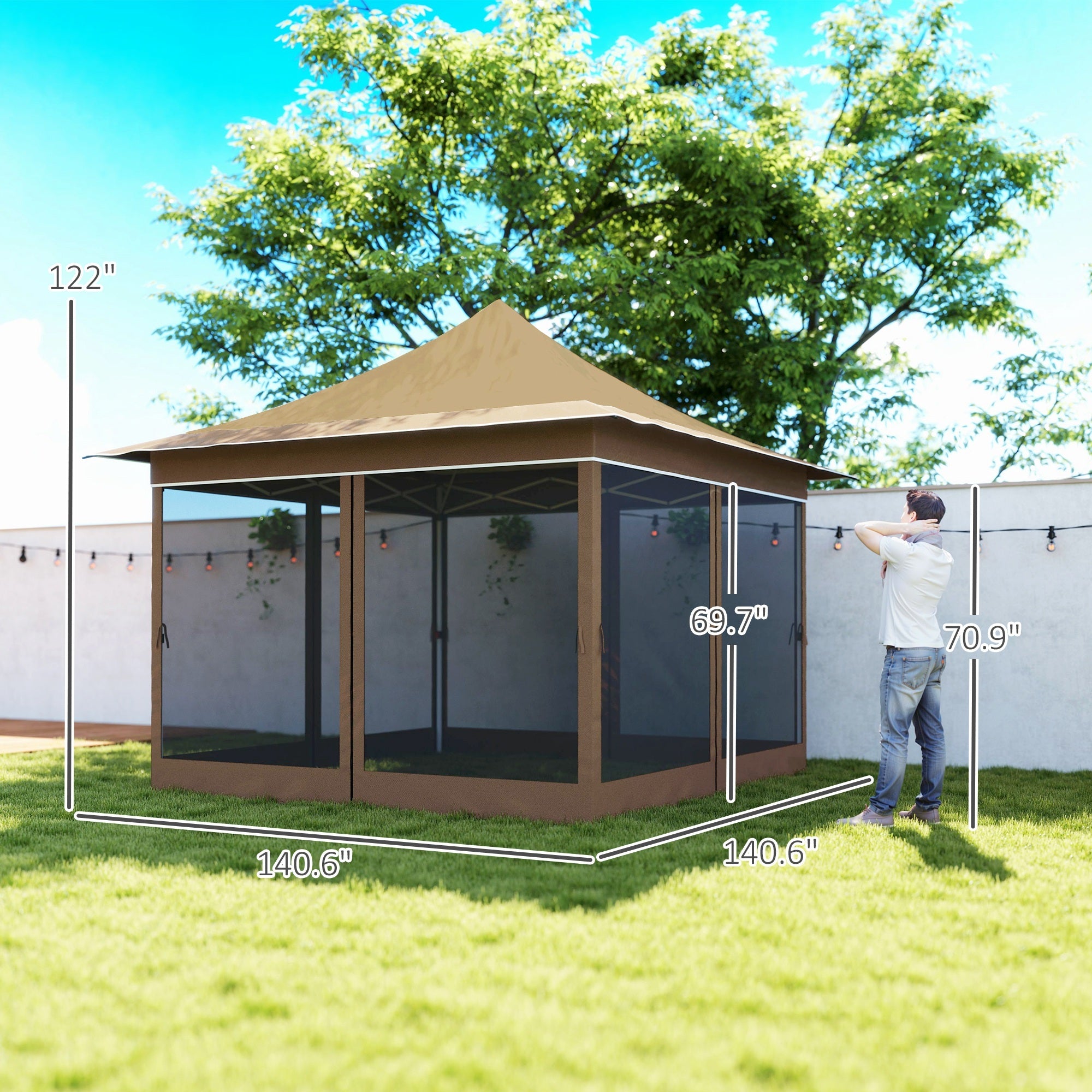 12x12 ft Garden & Patio Canopy Tent with Mesh Netting UPF50+ Protection