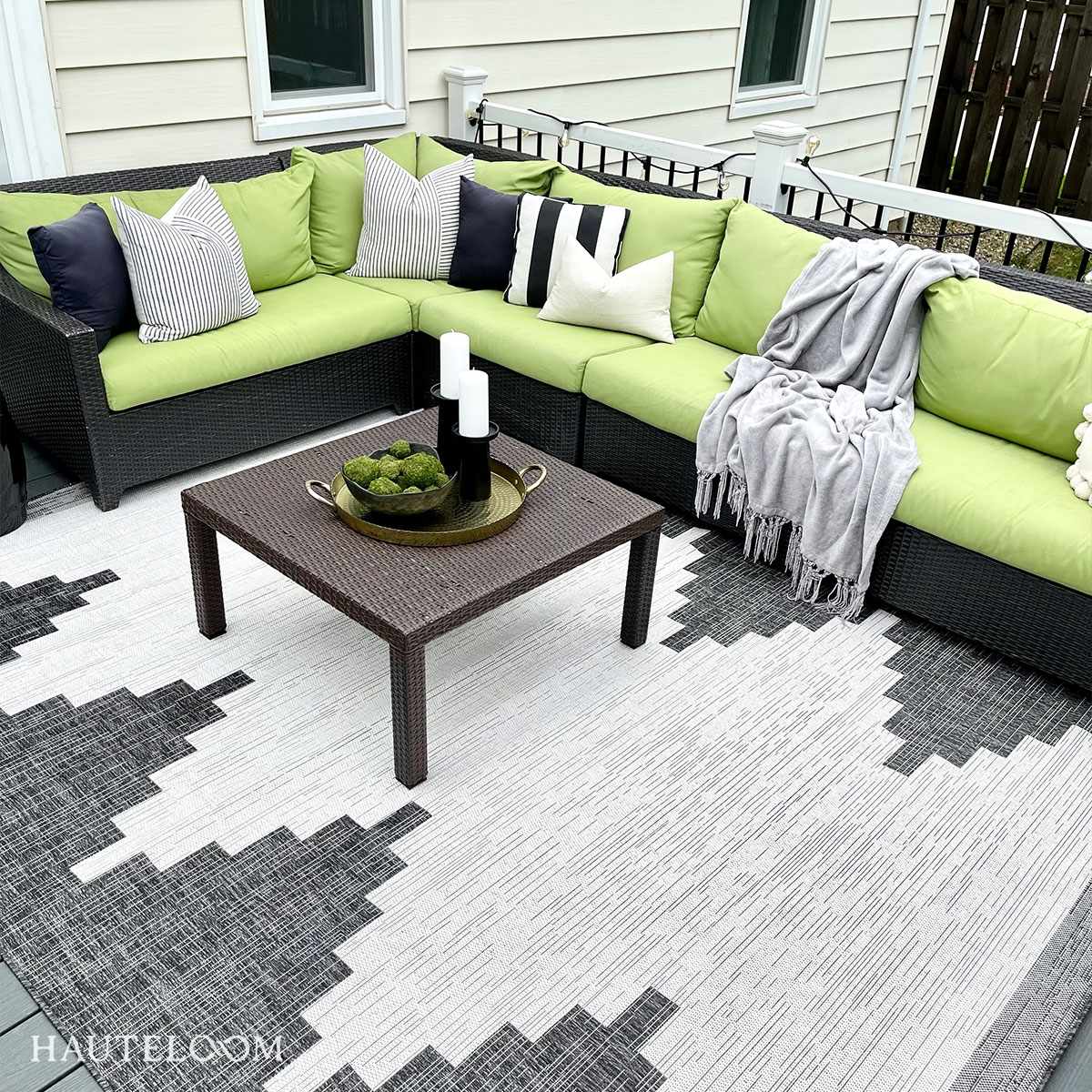 Stunning Outdoor Rug With Aztec Pattern Easy To Clean