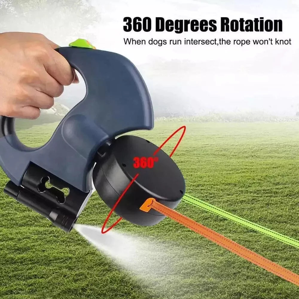 Reflective Dual Pet Leash With 360 Swivel