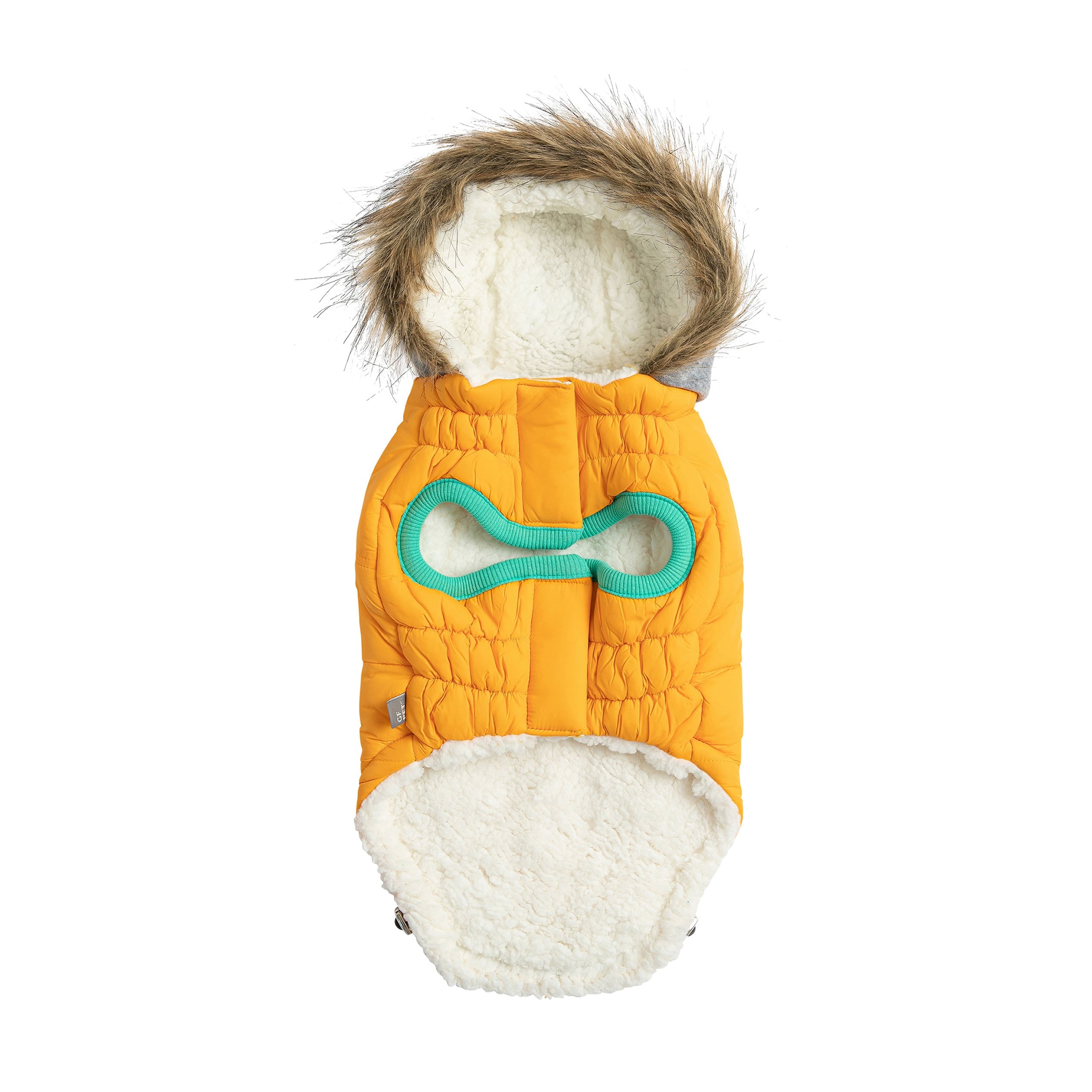 Dog Parka With Vegan Fur Trim Hood And Elasto-Fit Tech