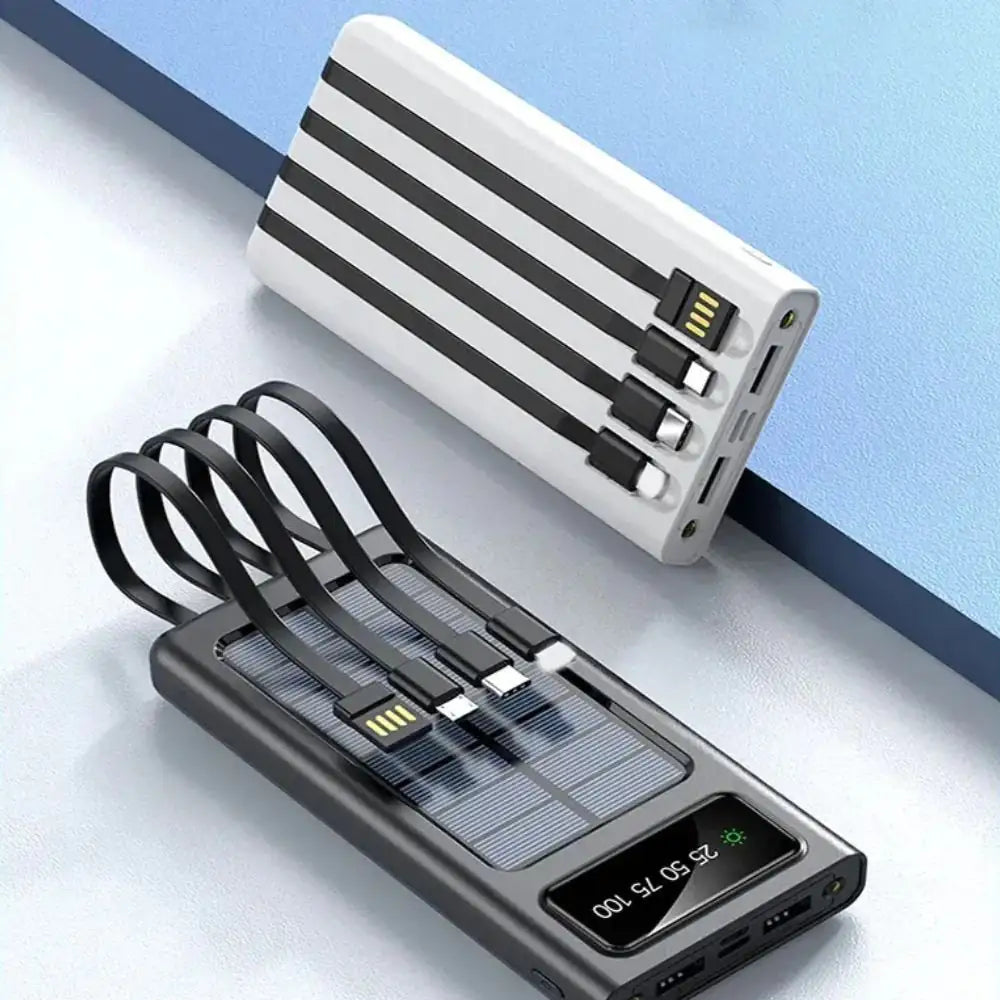 Solar Power Bank With BuiltIn Cables On The Go