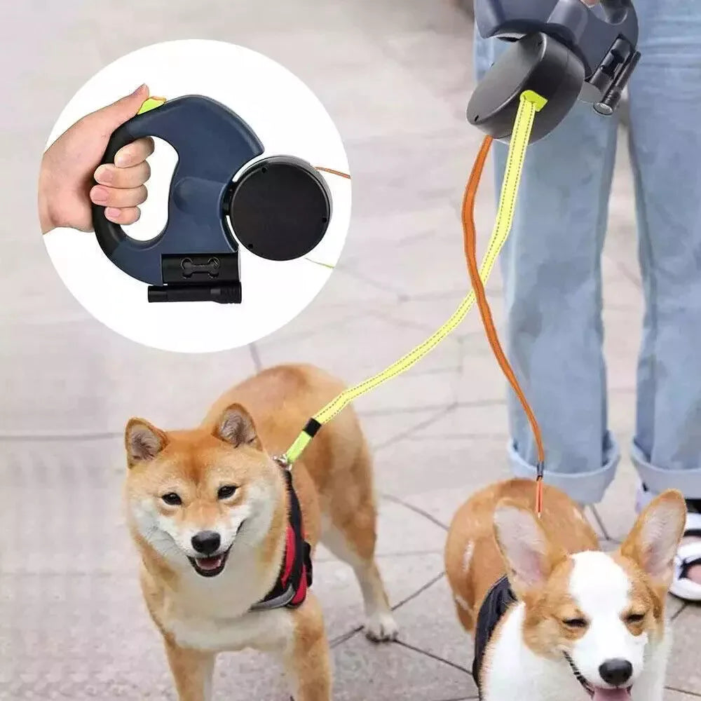 Reflective Dual Pet Leash With 360 Swivel