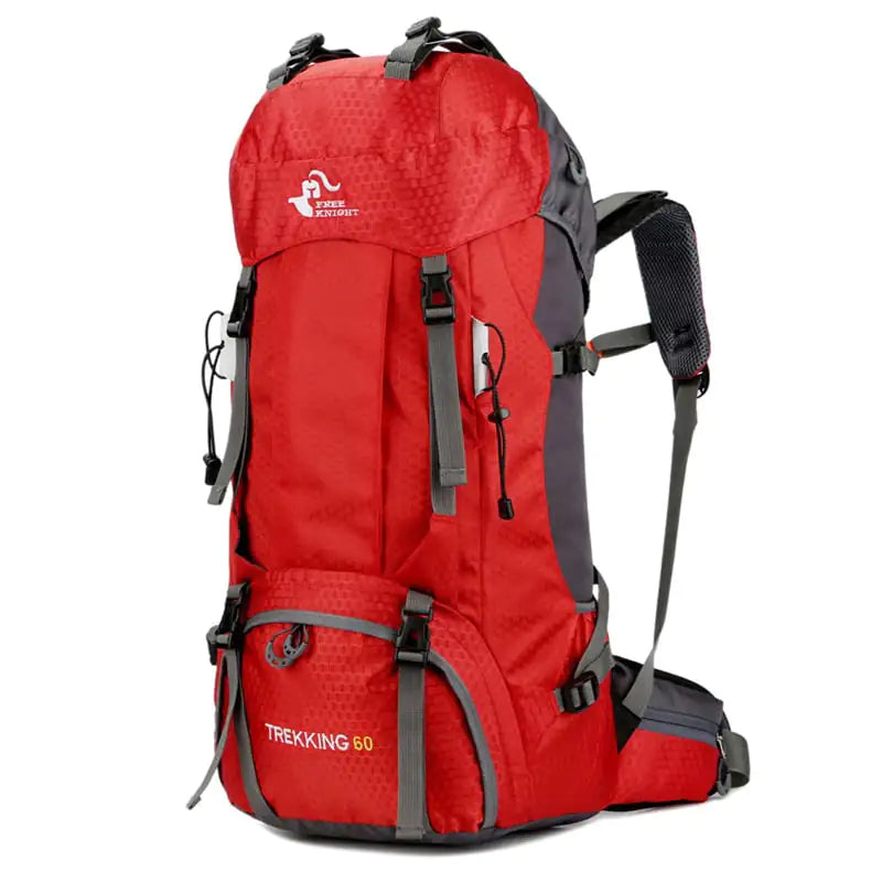 Pink 60L Mountaineering Hiking Backpack Unisex Oxford