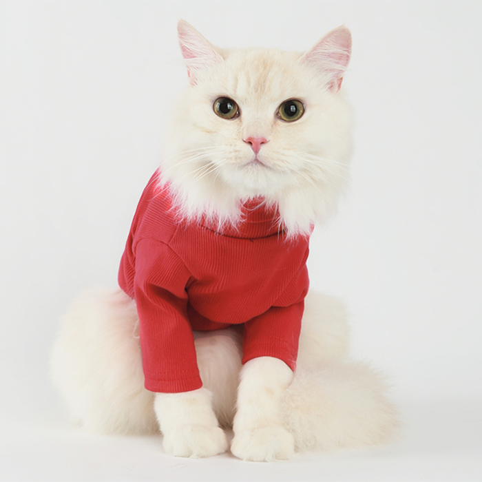 Soft Cotton Pet Turtleneck Red