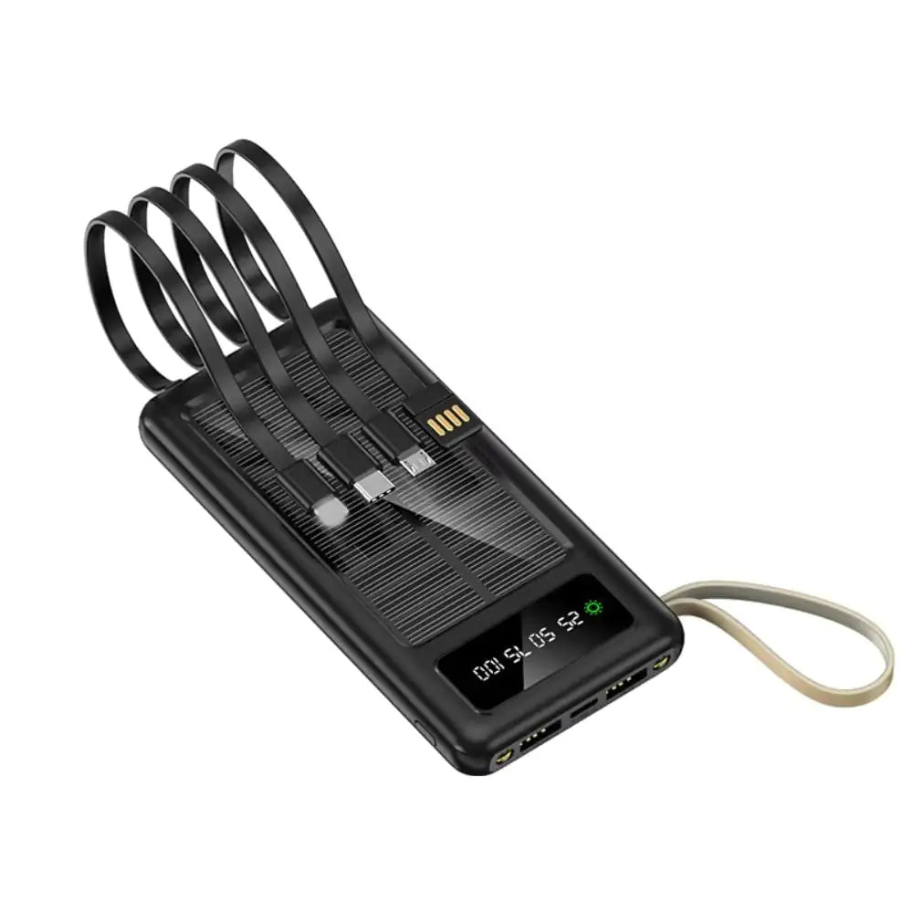 Solar Power Bank With BuiltIn Cables On The Go