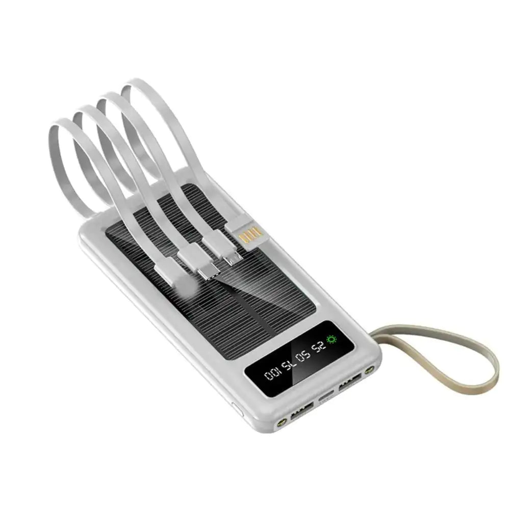 Solar Power Bank With BuiltIn Cables On The Go