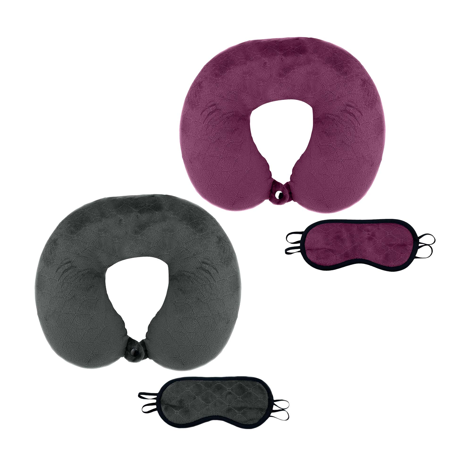 Memory Foam Travel Pillows & Sleep Masks Couples Set