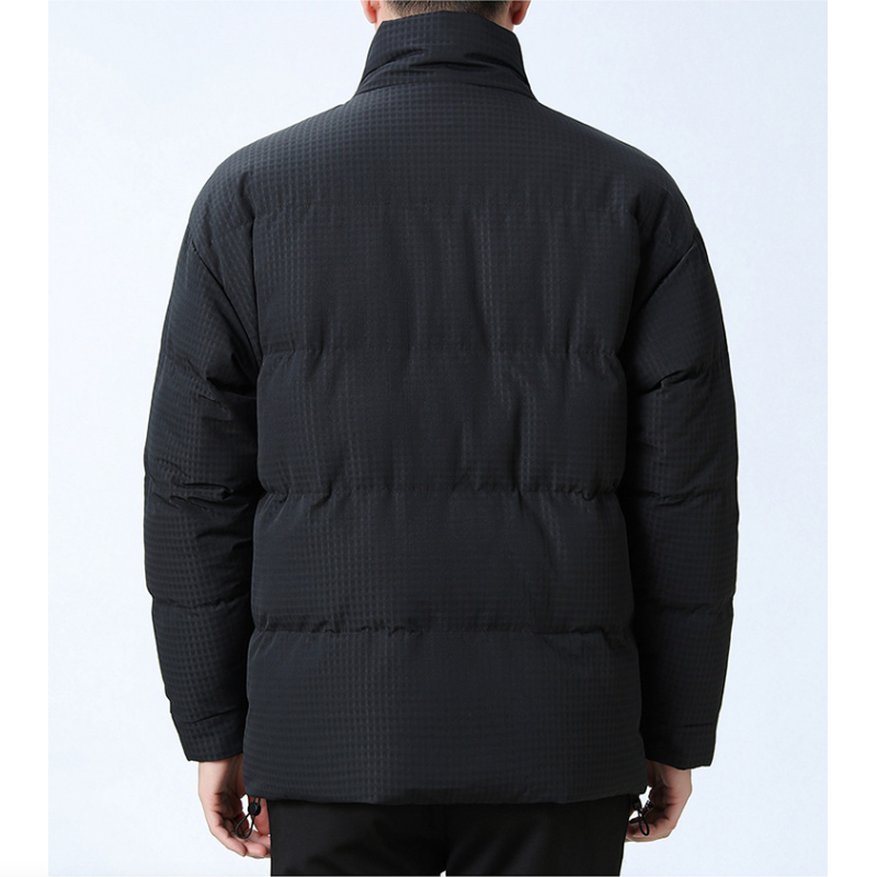 Men's Puffer Jacket Houndstooth Pattern