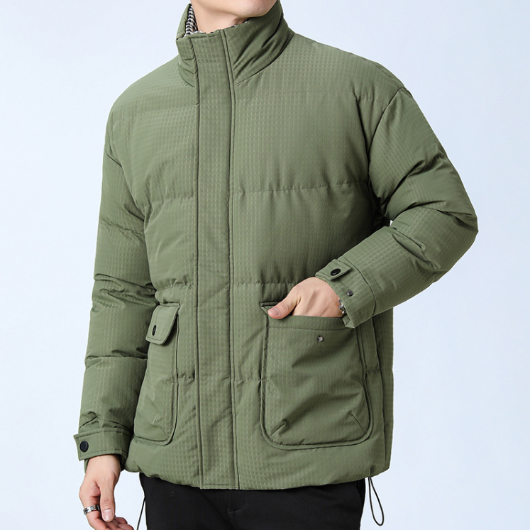 Men's Puffer Jacket Houndstooth Pattern