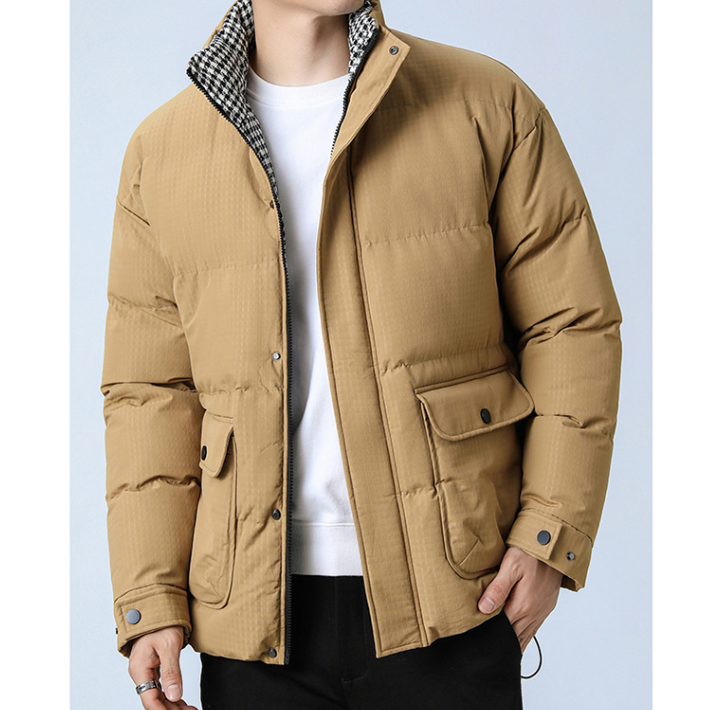Men's Puffer Jacket Houndstooth Pattern